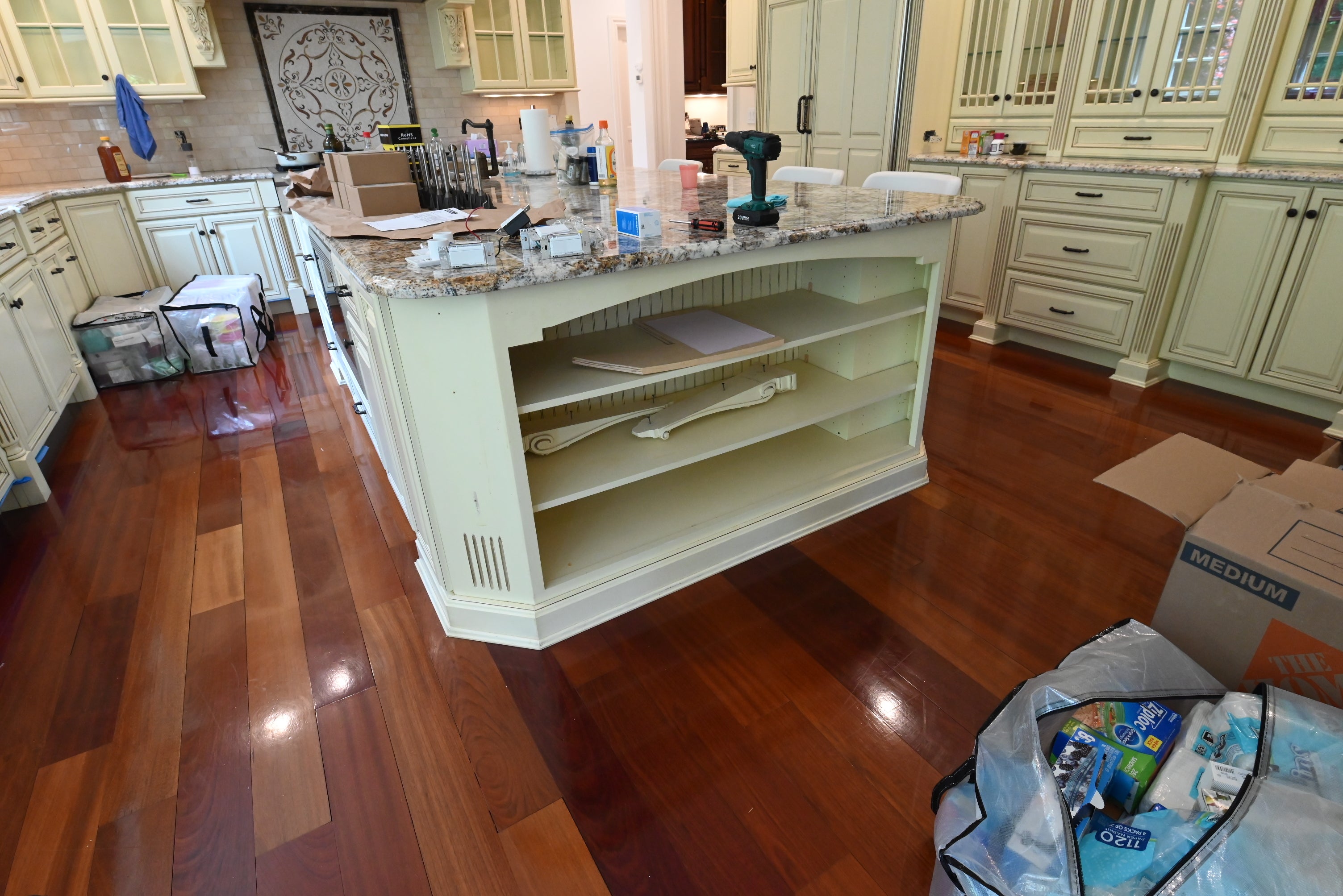 “The Ashbourne” Traditional Muted Cream Kitchen with Island & Desk Area