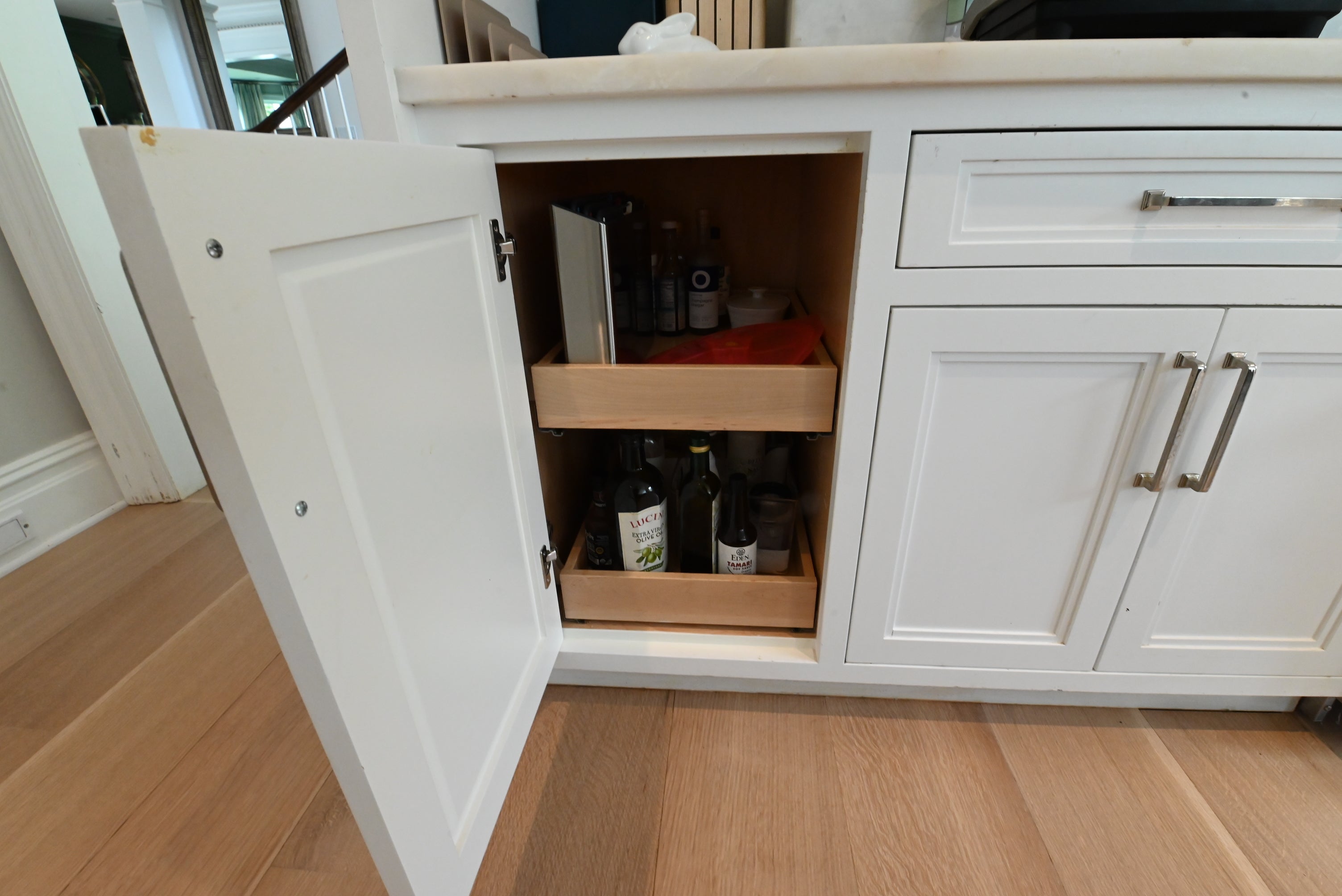"The Abercorn" Transitional White Kitchen with Island & 48" Wolf Range