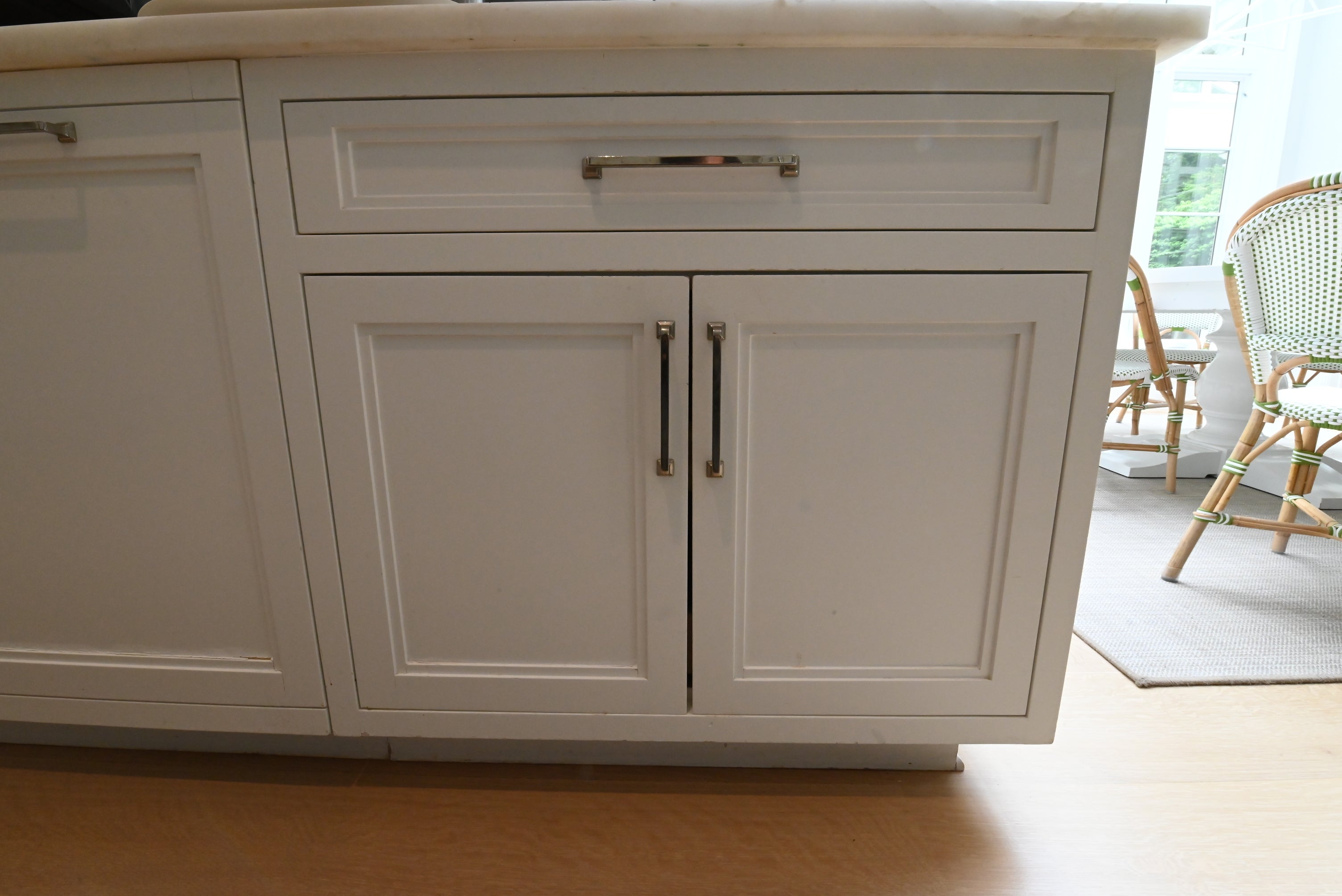 "The Abercorn" Transitional White Kitchen with Island & 48" Wolf Range