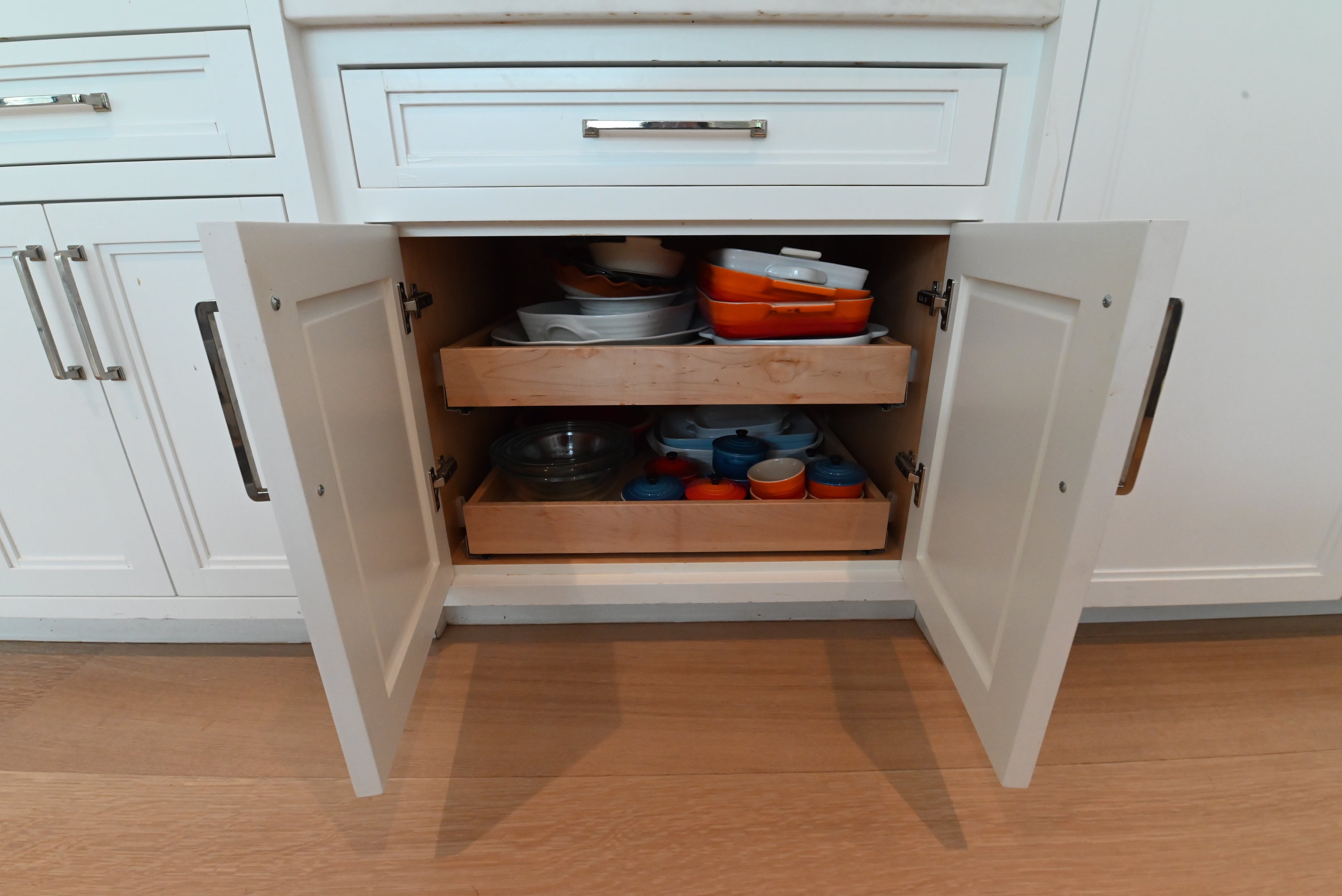 "The Abercorn" Transitional White Kitchen with Island & 48" Wolf Range