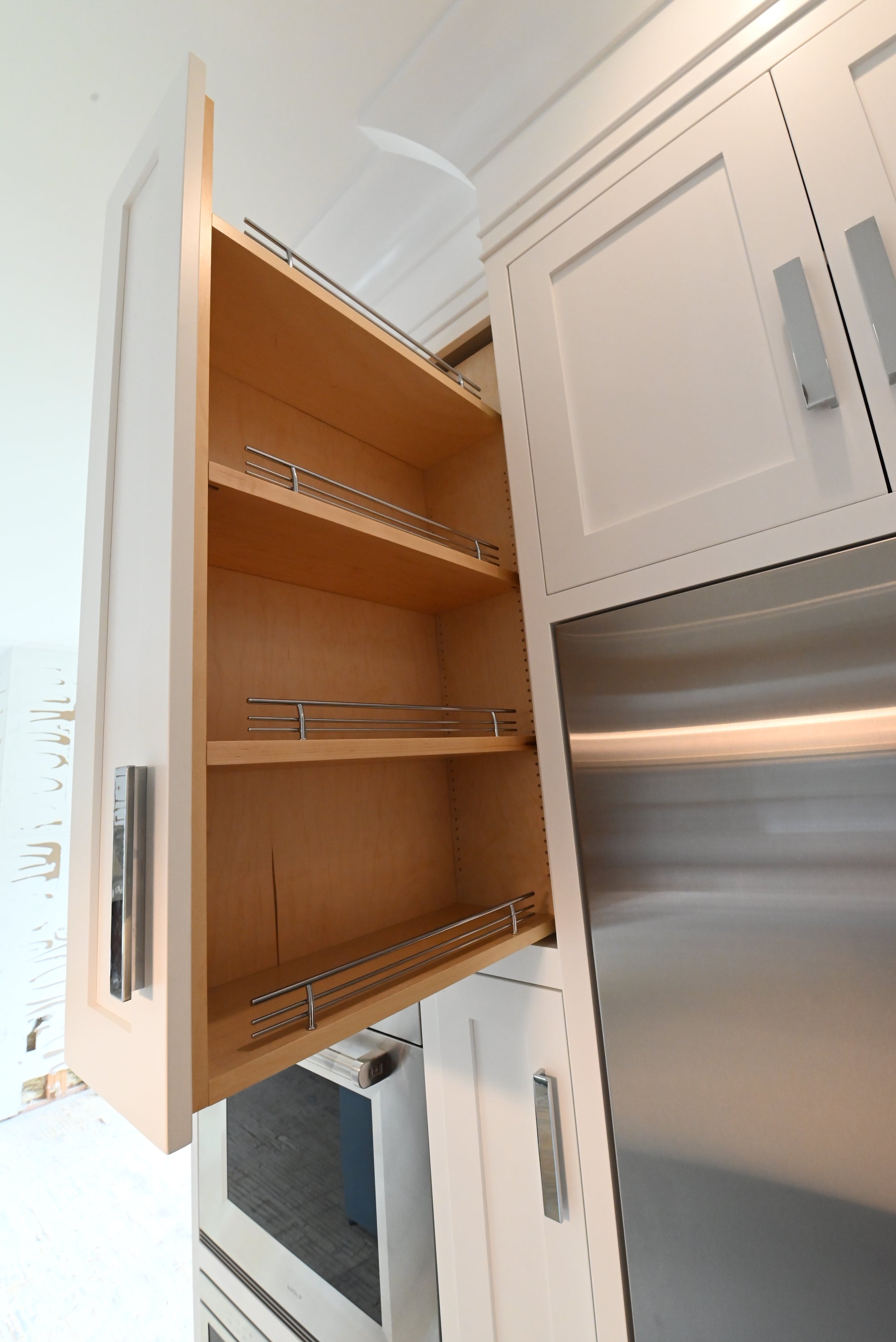 “The Pembroke” Transitional White Kitchen with Island, Wolf & Sub-Zero Appliances