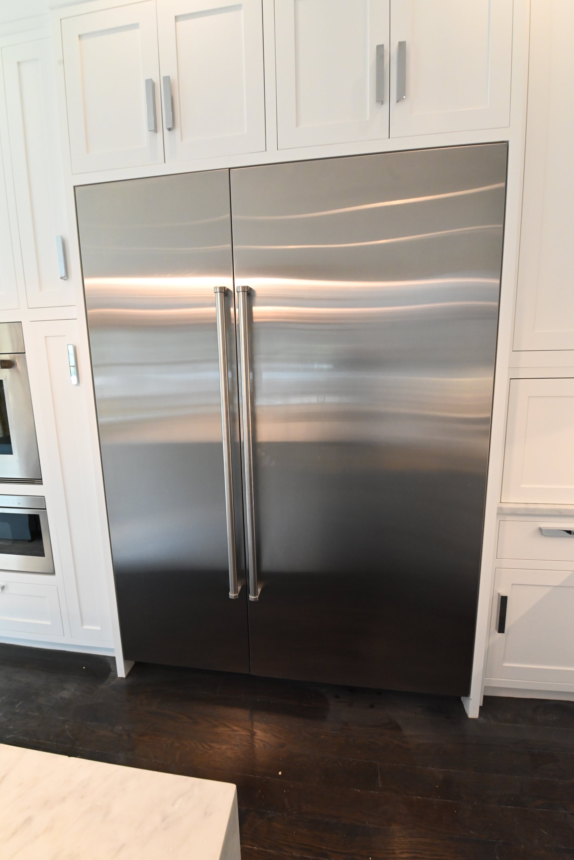 “The Pembroke” Transitional White Kitchen with Island, Wolf & Sub-Zero Appliances