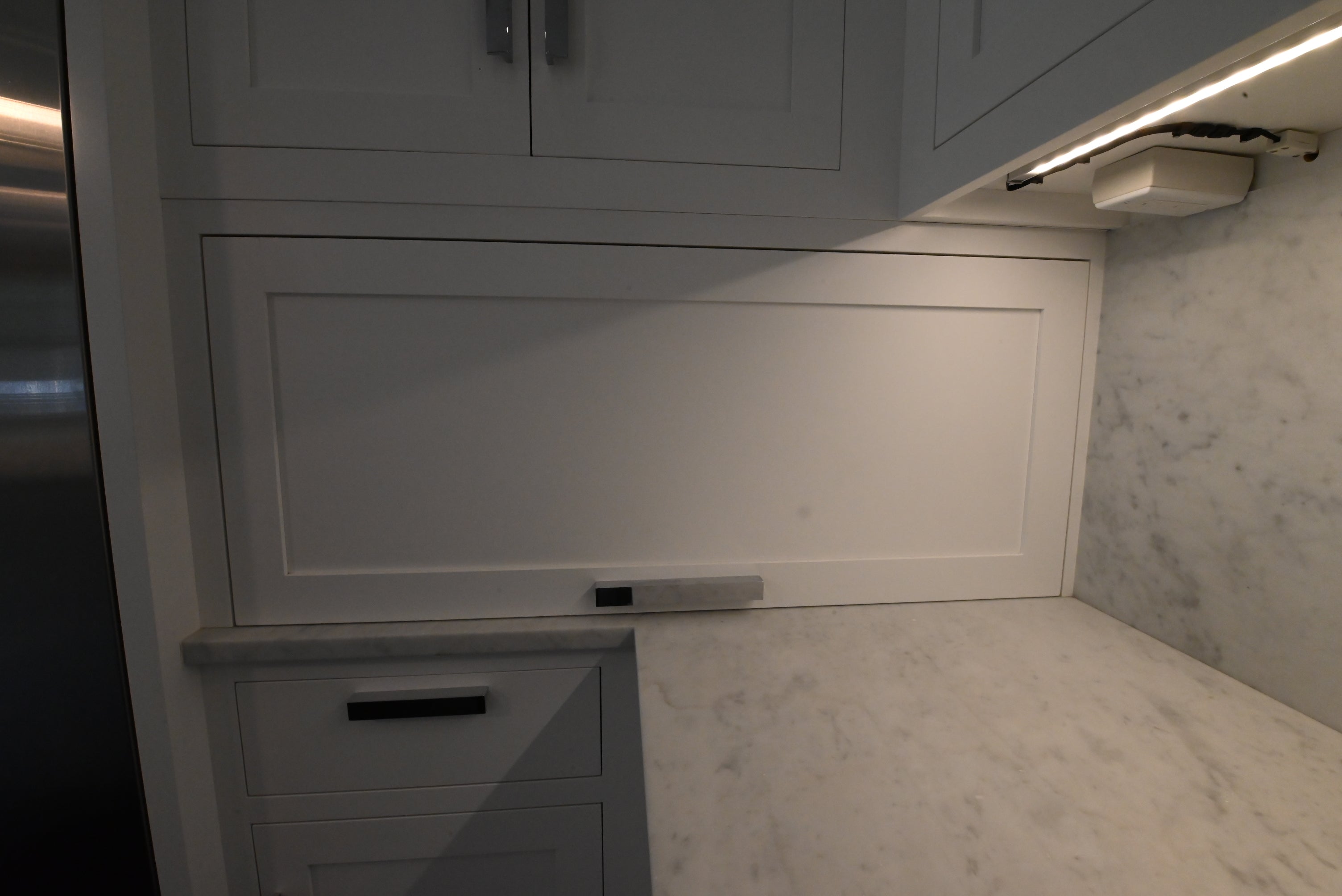“The Pembroke” Transitional White Kitchen with Island, Wolf & Sub-Zero Appliances