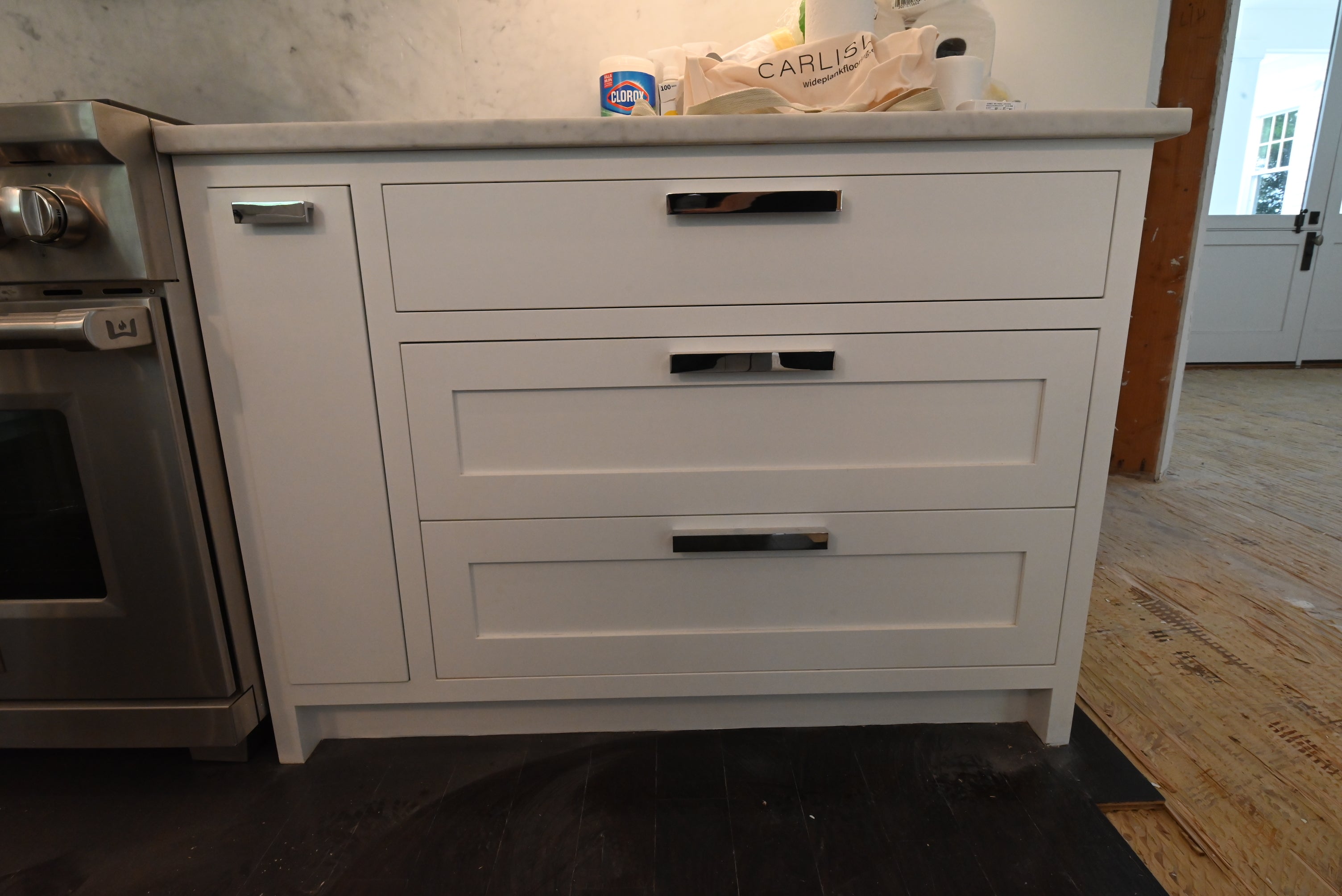 “The Pembroke” Transitional White Kitchen with Island, Wolf & Sub-Zero Appliances