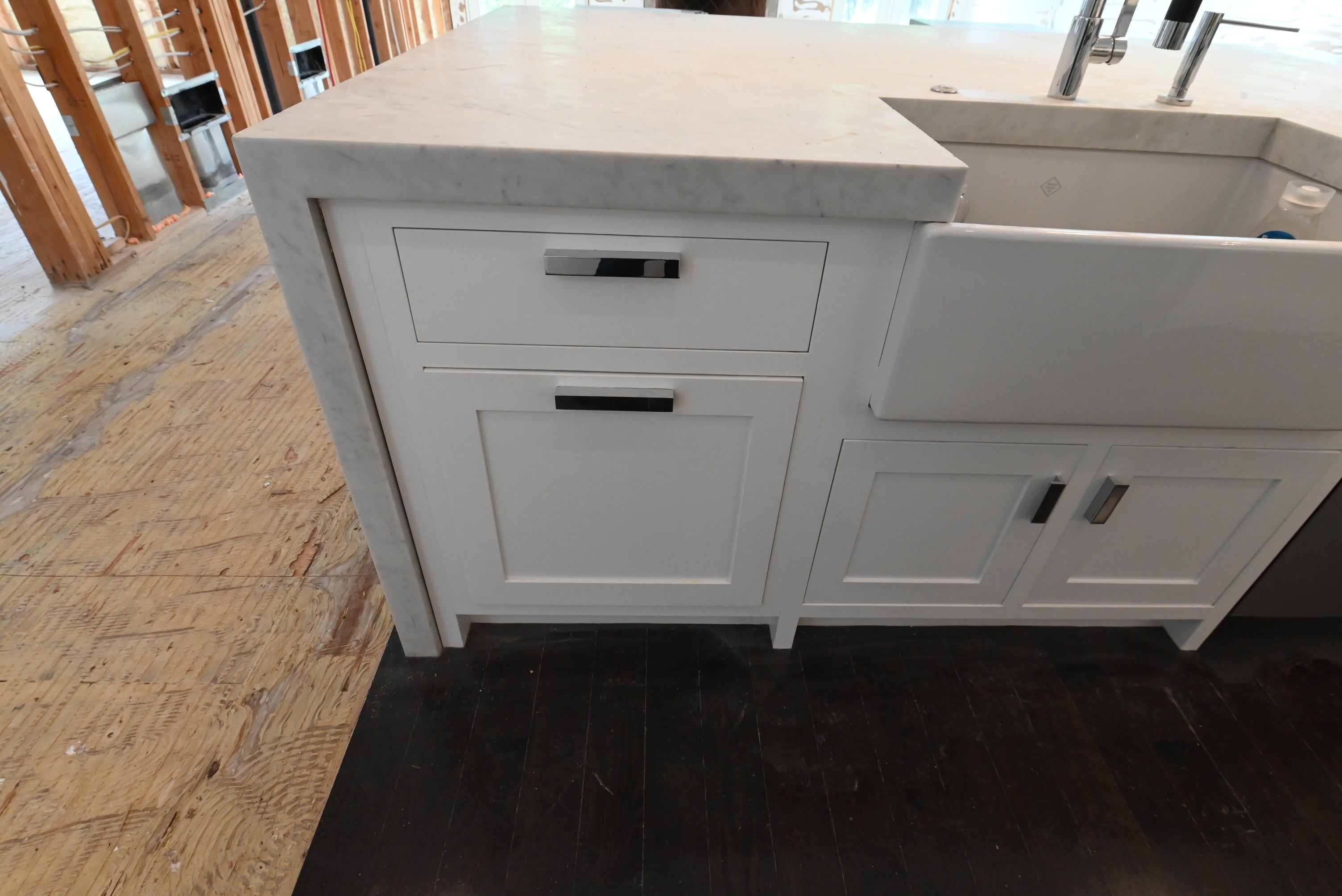 “The Pembroke” Transitional White Kitchen with Island, Wolf & Sub-Zero Appliances