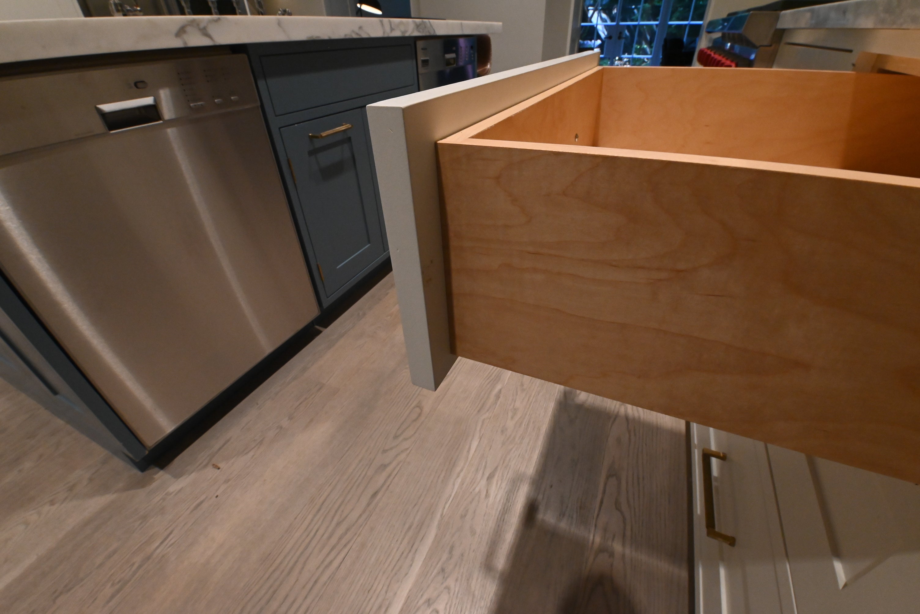 "The Windermere" Transitional White Kitchen with Island & Sub-Zero 648PROG