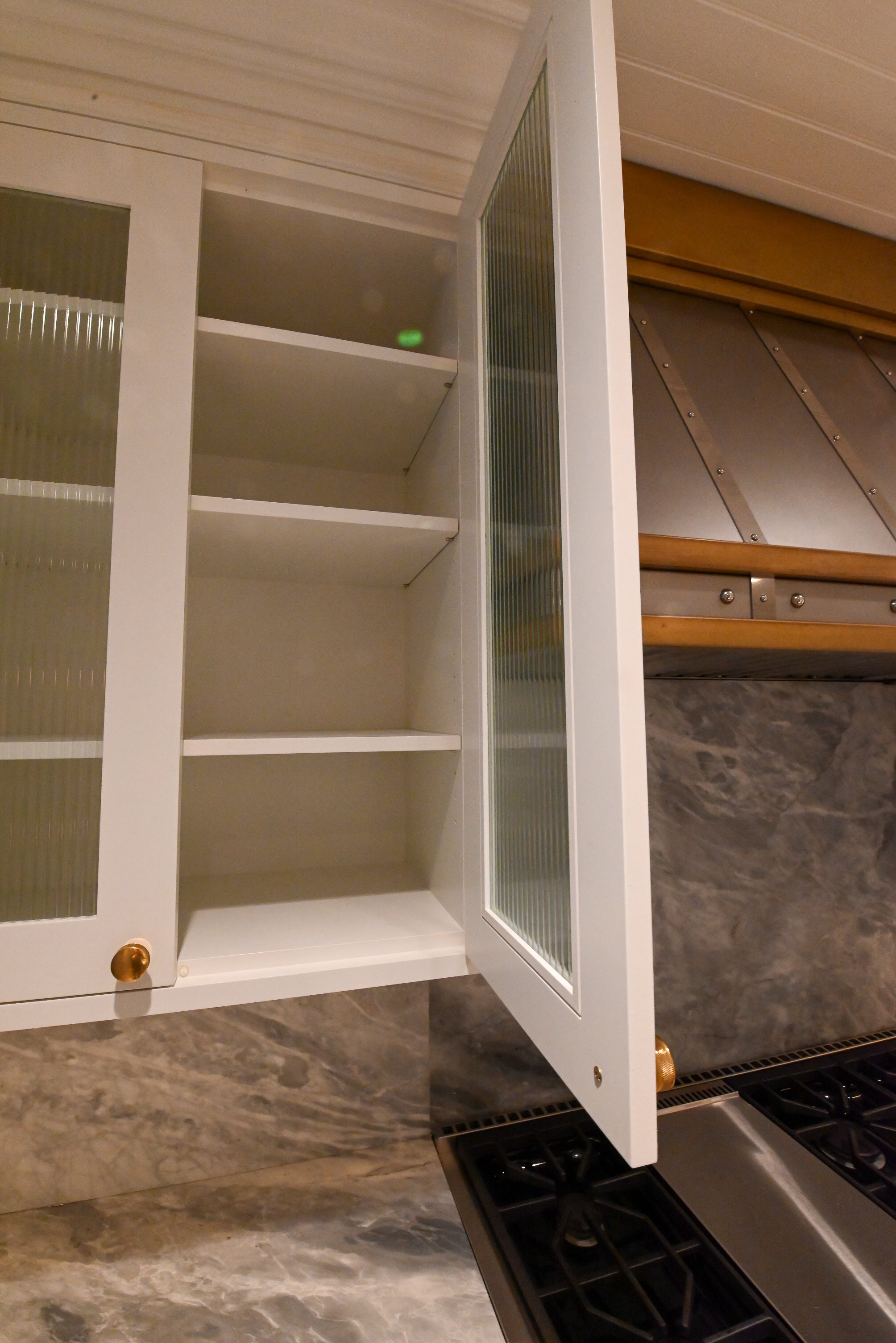 "The Windermere" Transitional White Kitchen with Island & Sub-Zero 648PROG