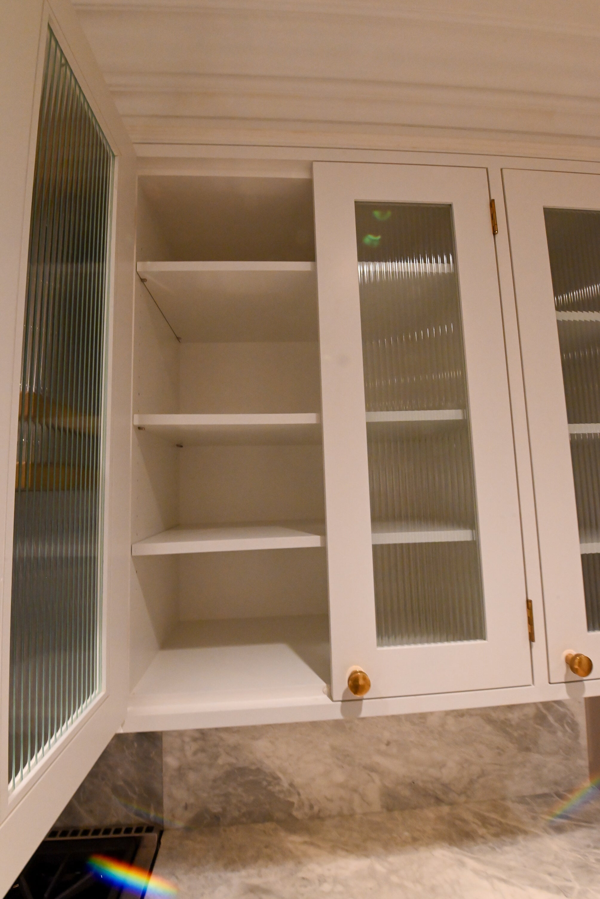 "The Windermere" Transitional White Kitchen with Island & Sub-Zero 648PROG