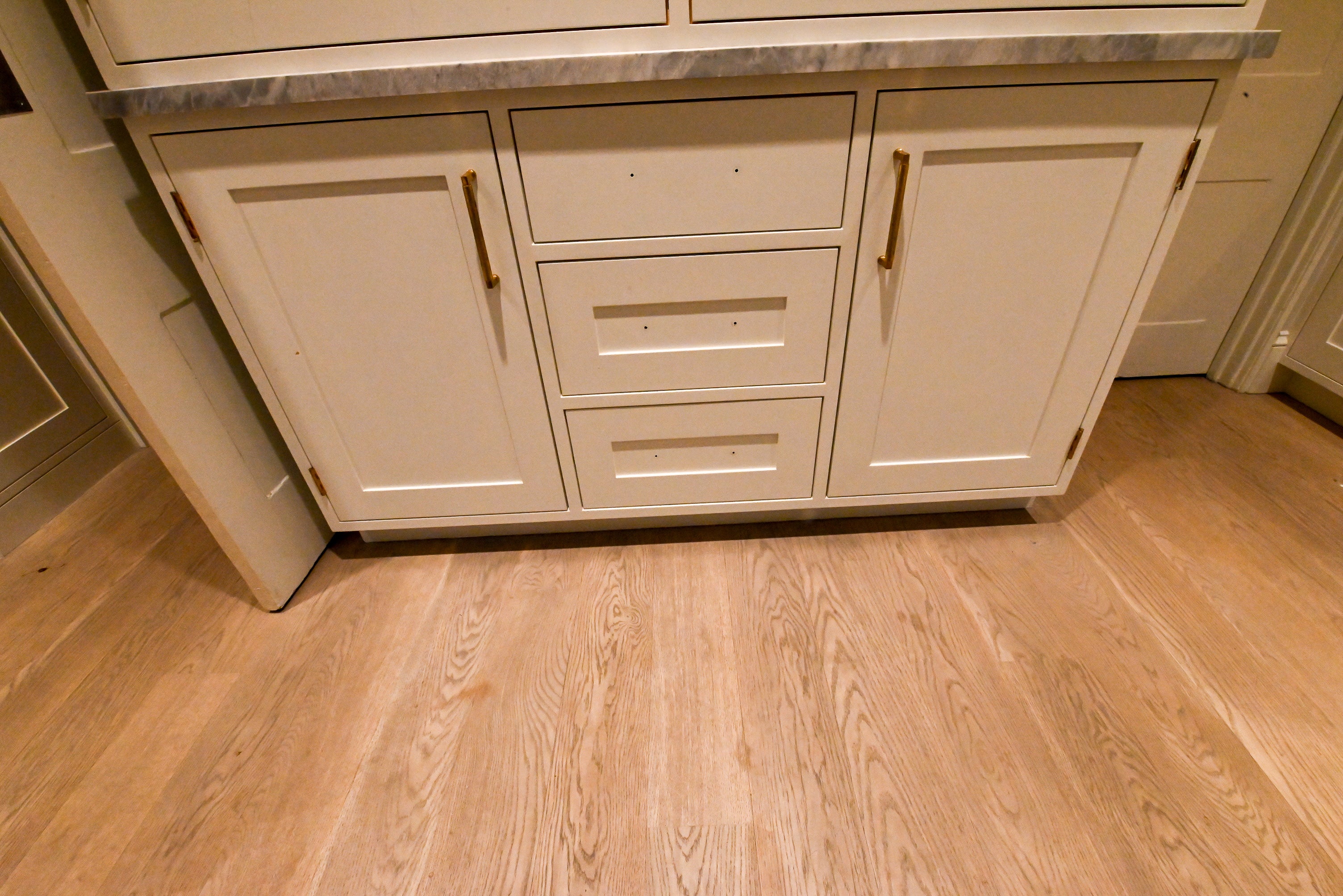 "The Windermere" Transitional White Kitchen with Island & Sub-Zero 648PROG