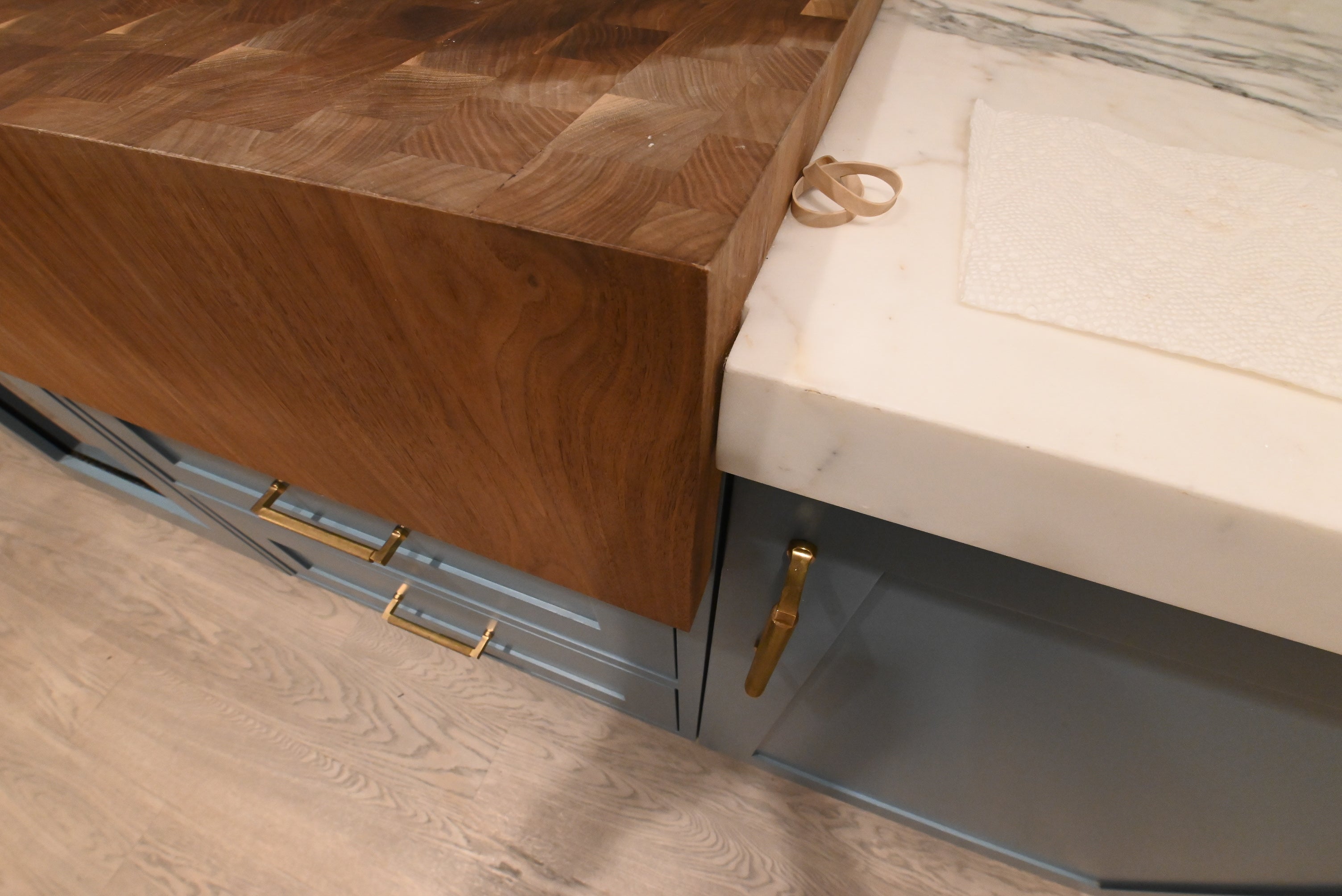 "The Windermere" Transitional White Kitchen with Island & Sub-Zero 648PROG