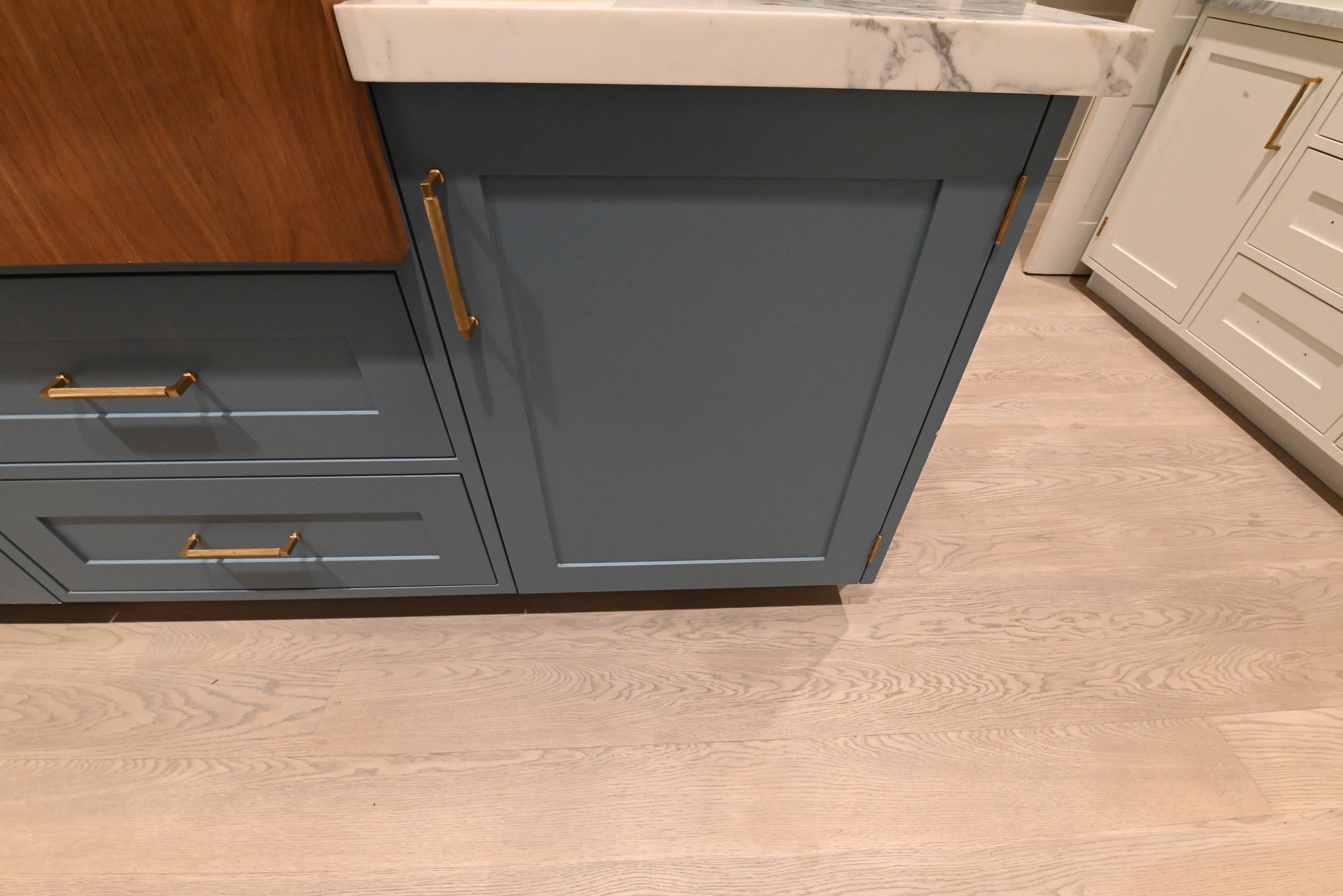 "The Windermere" Transitional White Kitchen with Island & Sub-Zero 648PROG