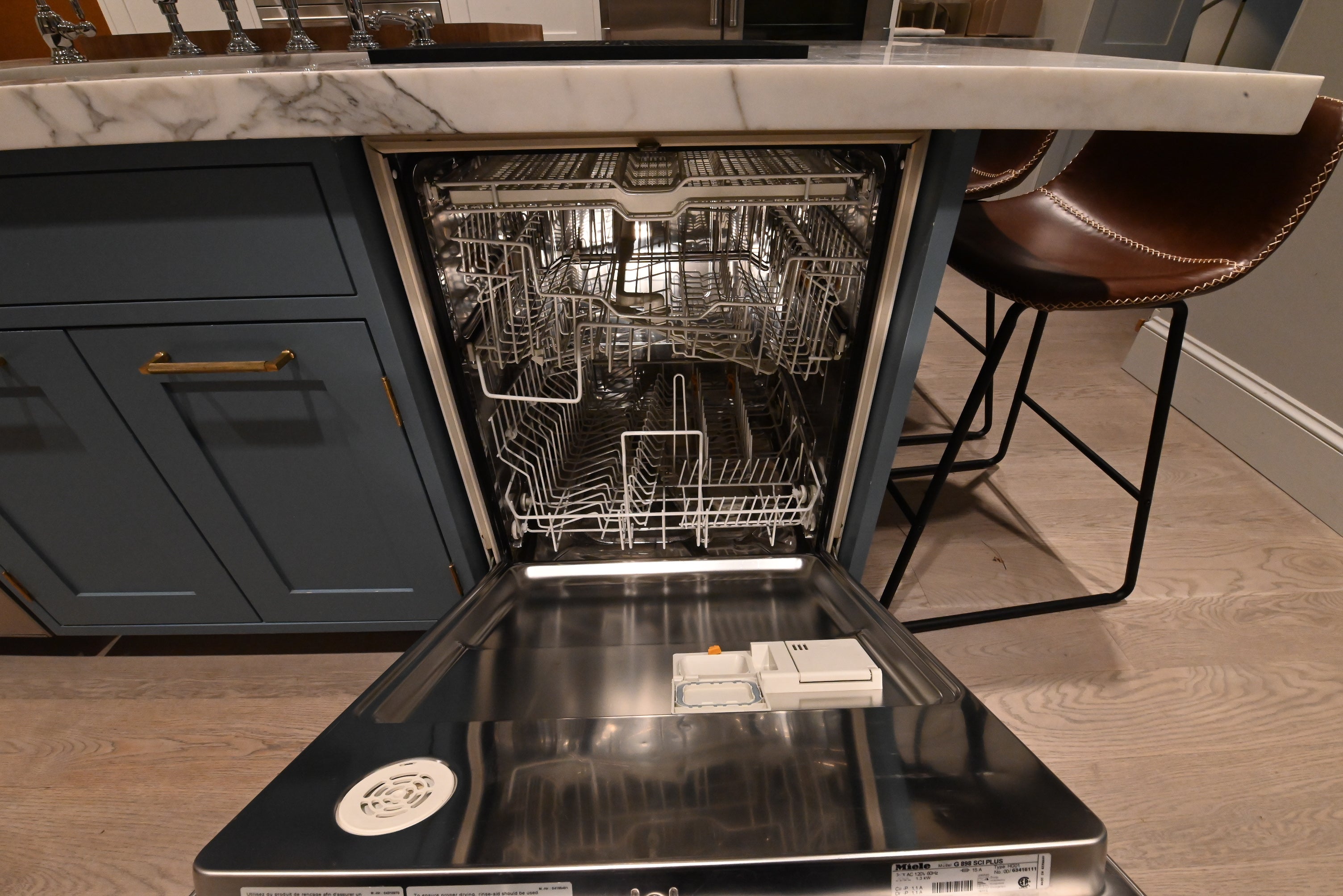 "The Windermere" Transitional White Kitchen with Island & Sub-Zero 648PROG