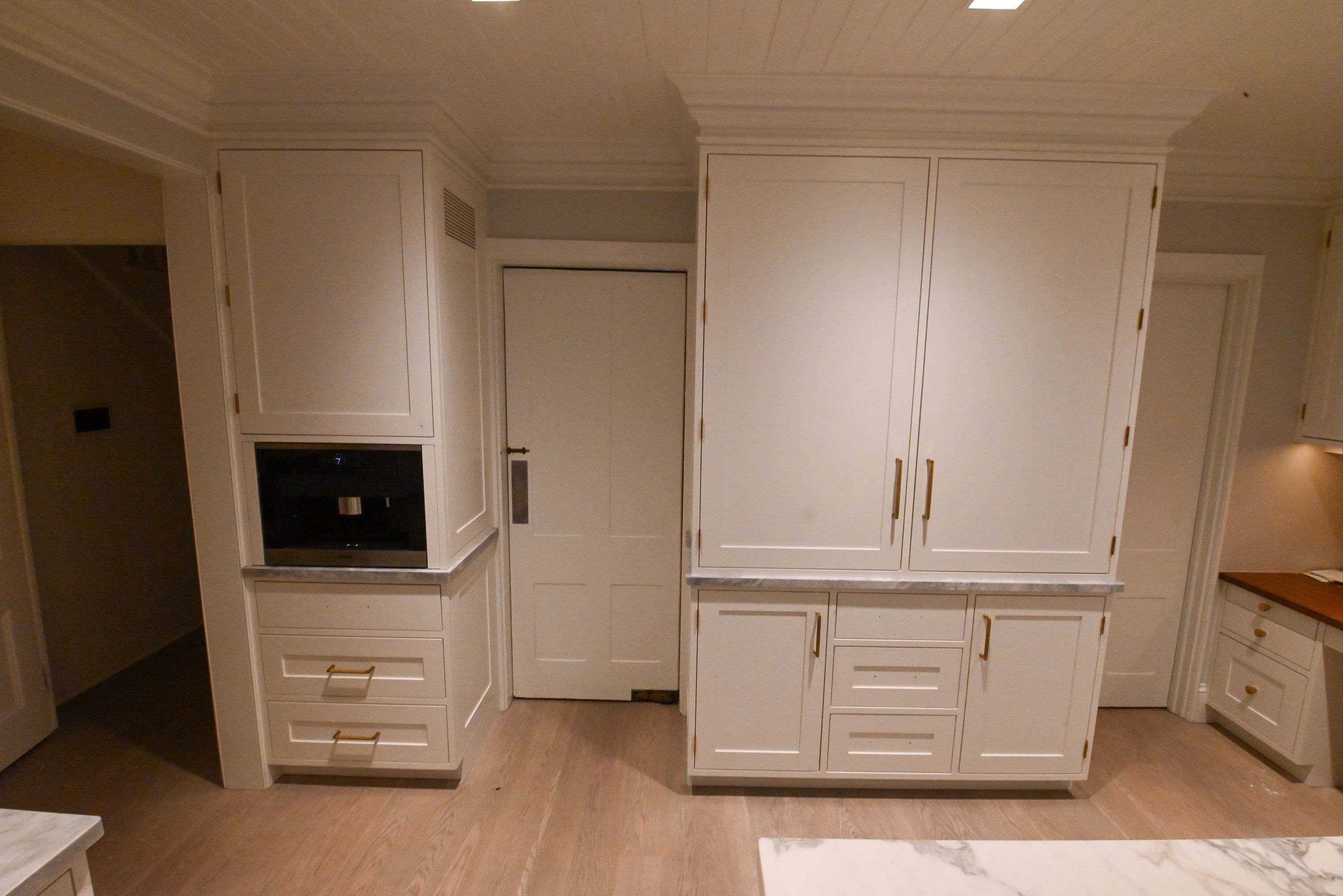 "The Windermere" Transitional White Kitchen with Island & Sub-Zero 648PROG