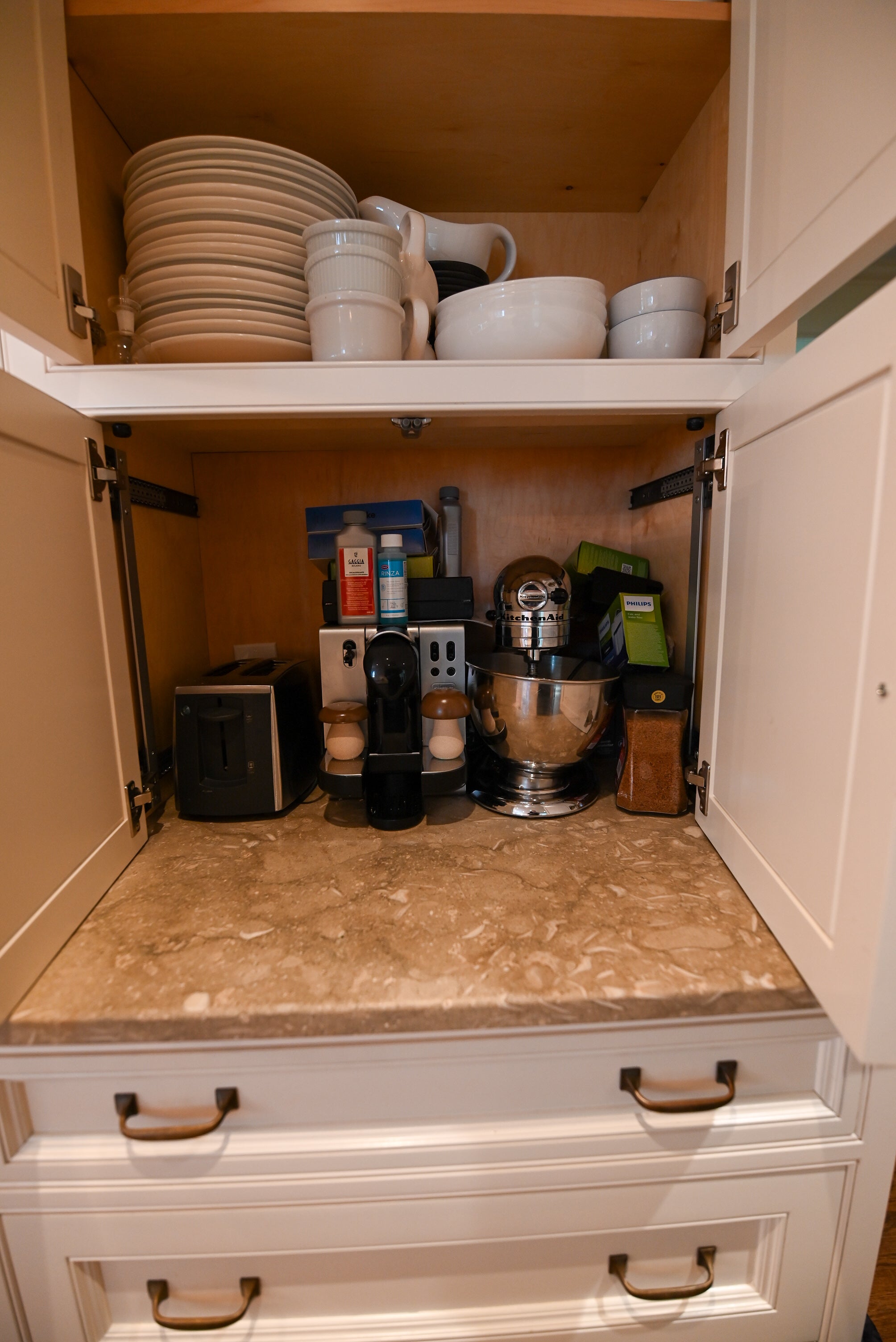 "The Montclair" Transitional White Kitchen with Island & Wolf 48" Range