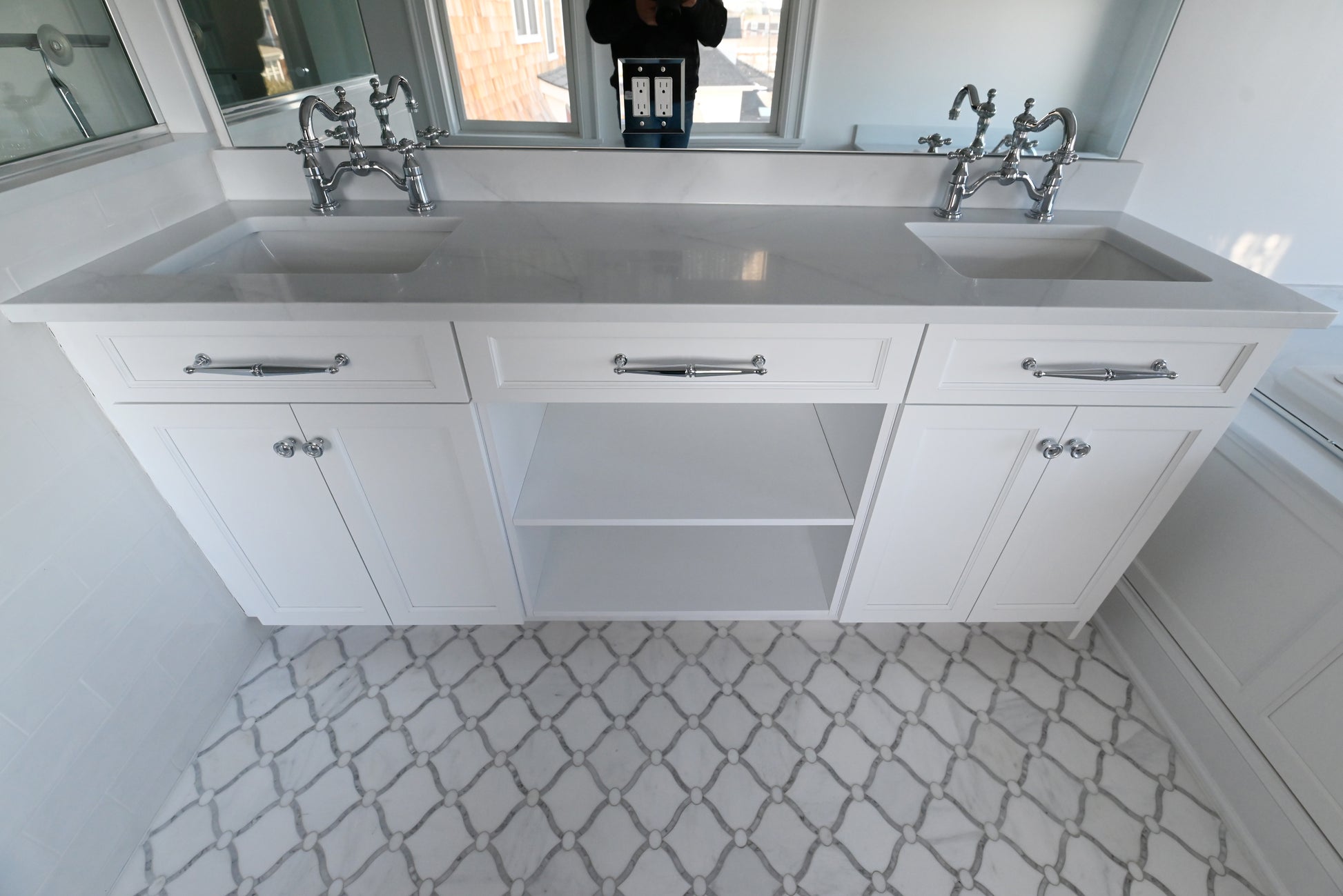 Gemcraft Custom Traditional White 80" Double Vanity with Countertop, Sink and Faucet