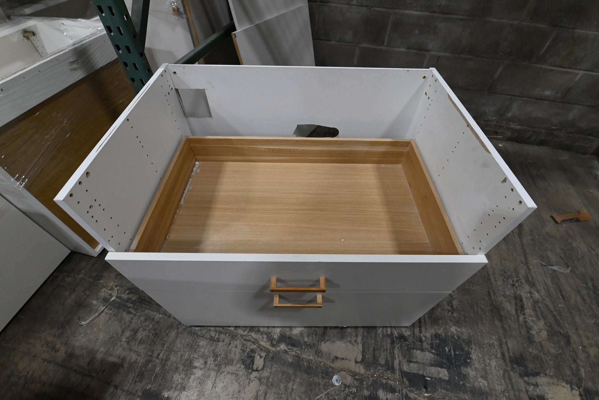 Reform Modern White Partial Kitchen Cabinets with Marble Countertop, Sink and Faucet