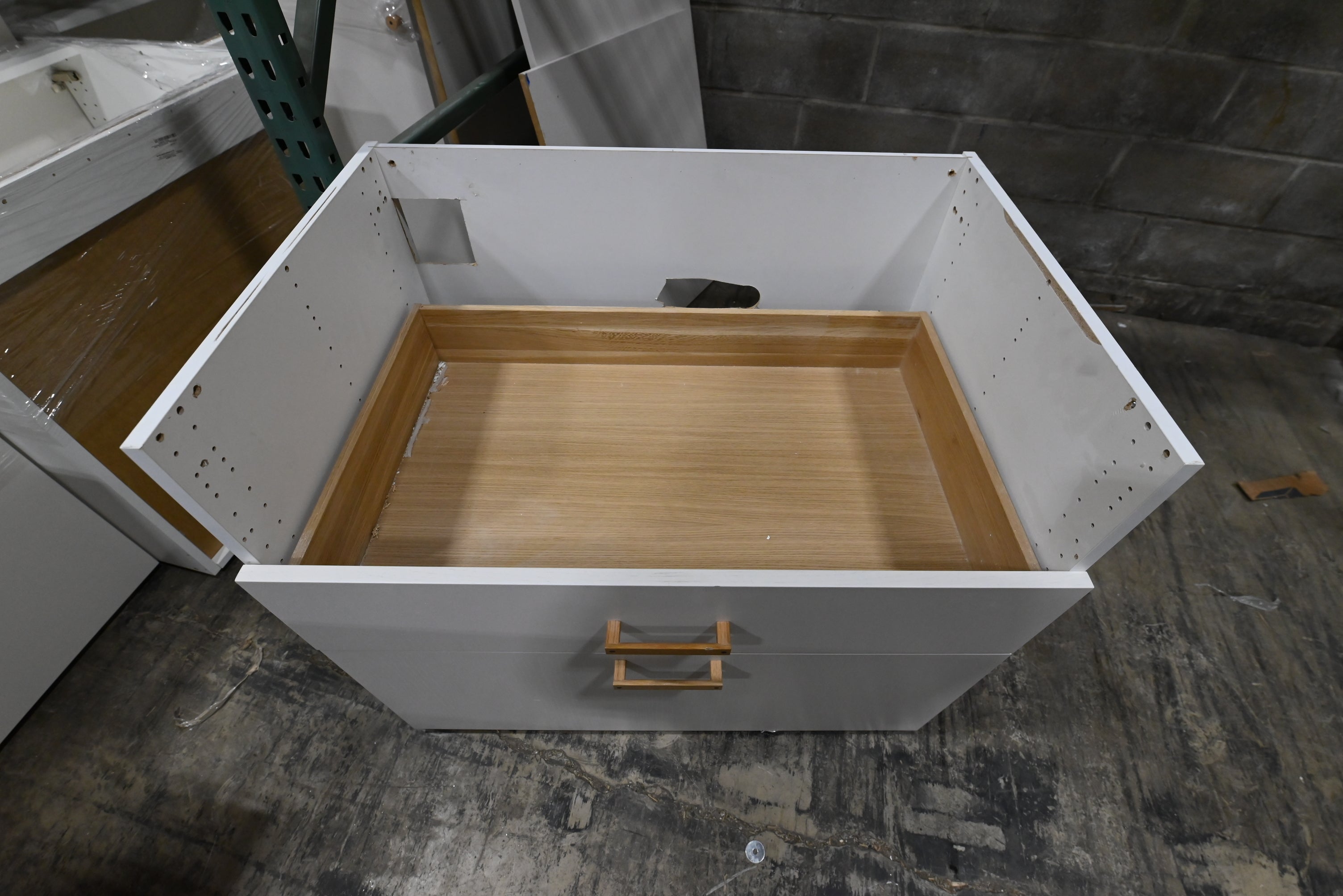 Reform Modern White Partial Kitchen Cabinets with Marble Countertop, Sink and Faucet