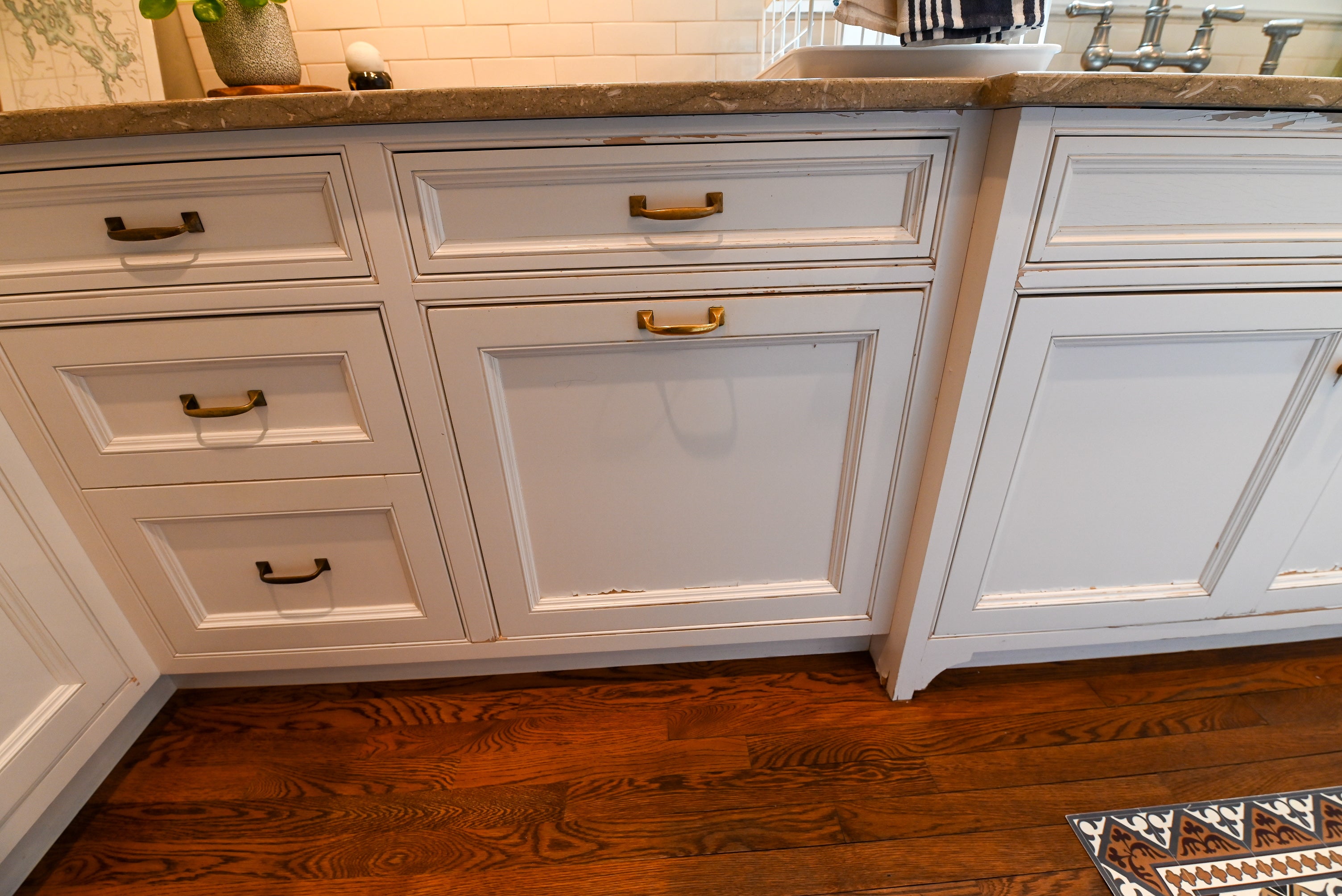 "The Montclair" Transitional White Kitchen with Island & Wolf 48" Range