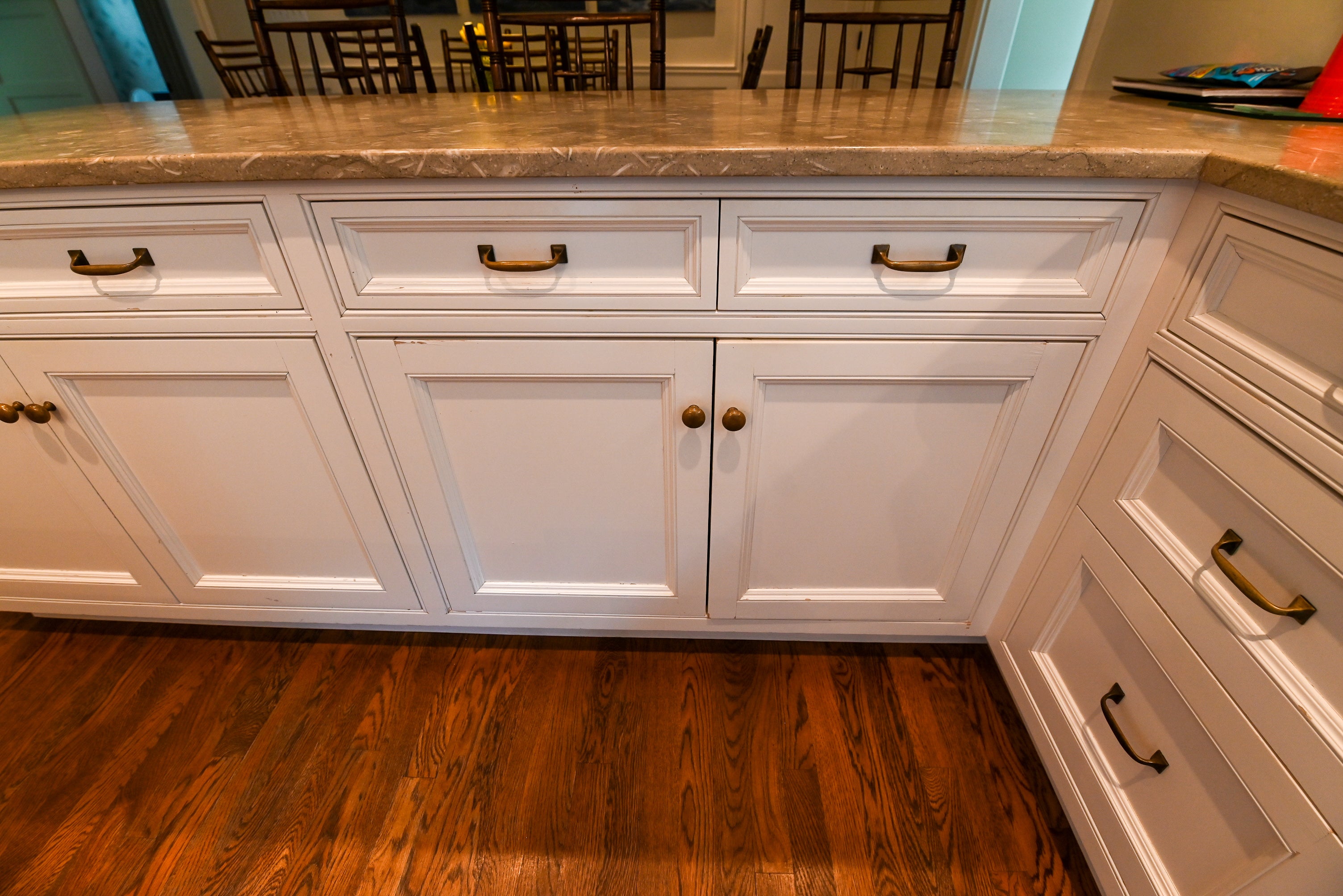 "The Montclair" Transitional White Kitchen with Island & Wolf 48" Range
