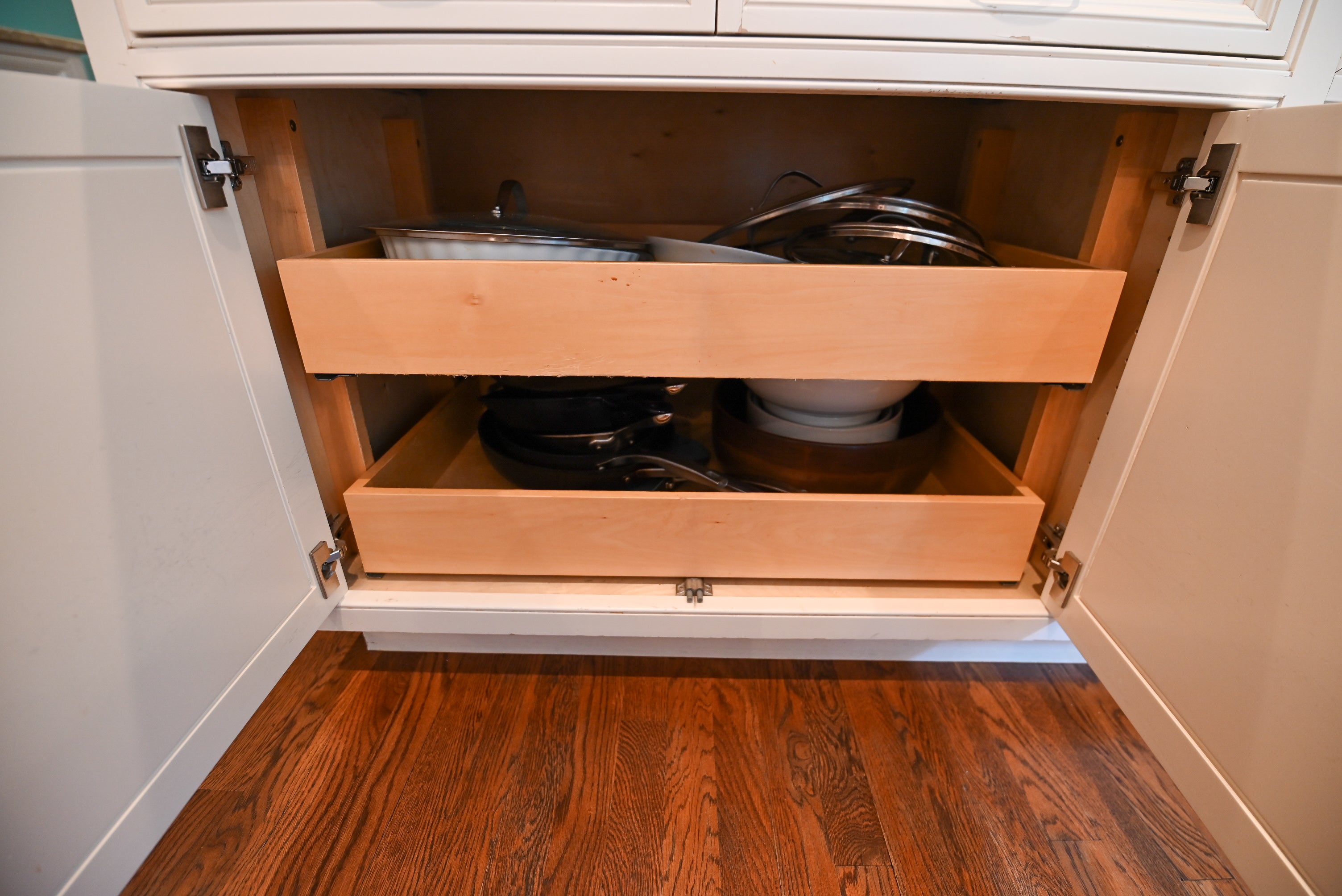 "The Montclair" Transitional White Kitchen with Island & Wolf 48" Range