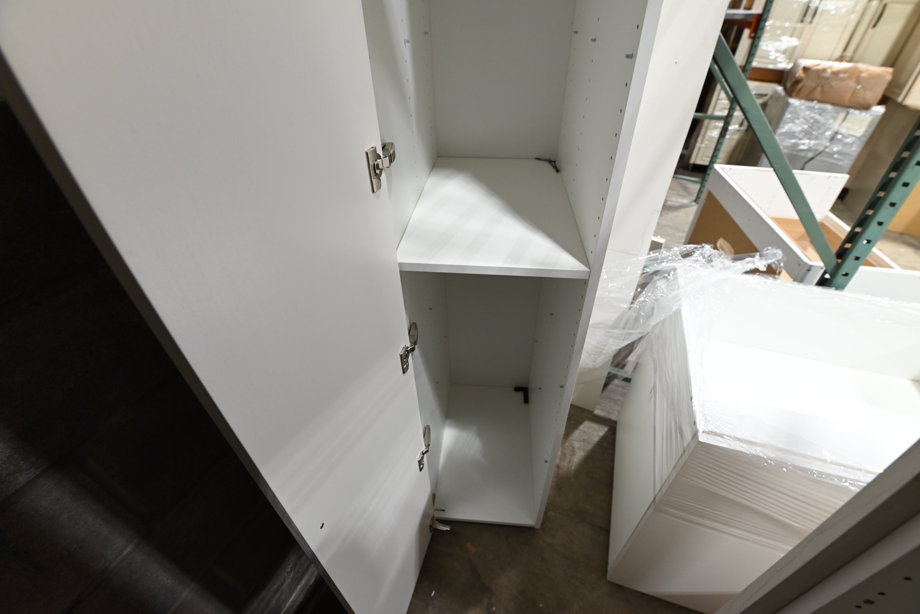 Reform Modern White Partial Kitchen Cabinets with Marble Countertop, Sink and Faucet