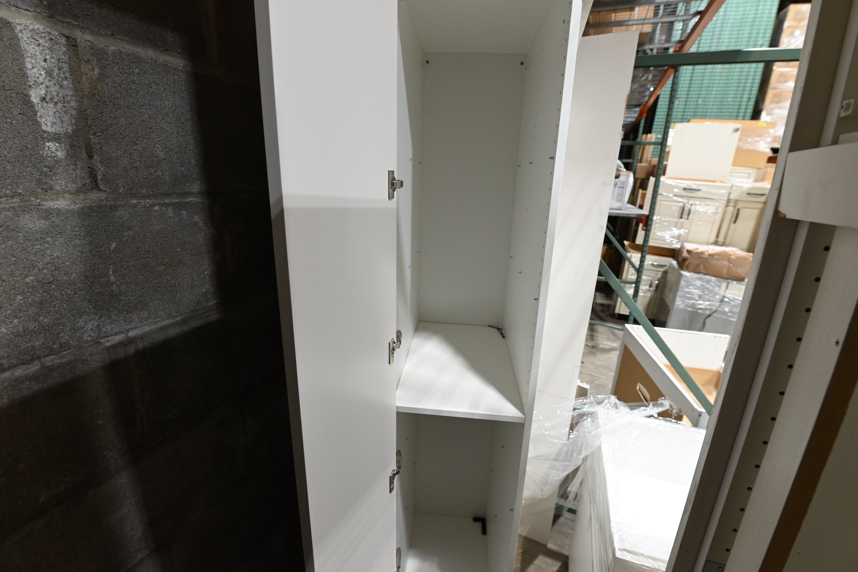 Reform Modern White Partial Kitchen Cabinets with Marble Countertop, Sink and Faucet