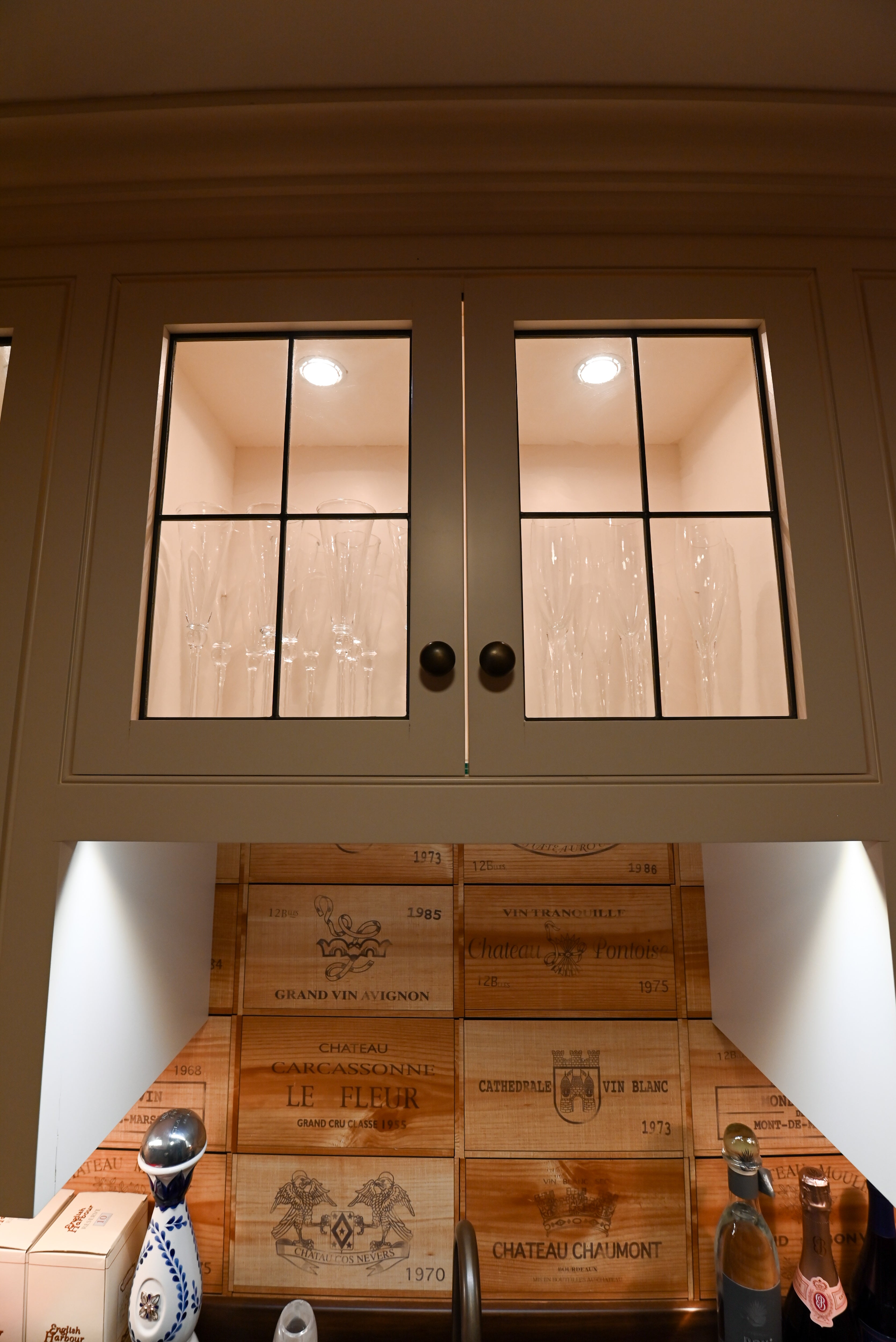 "The Montclair" Transitional White Wet Bar with Sub-Zero Refrigerator & Wine Cooler