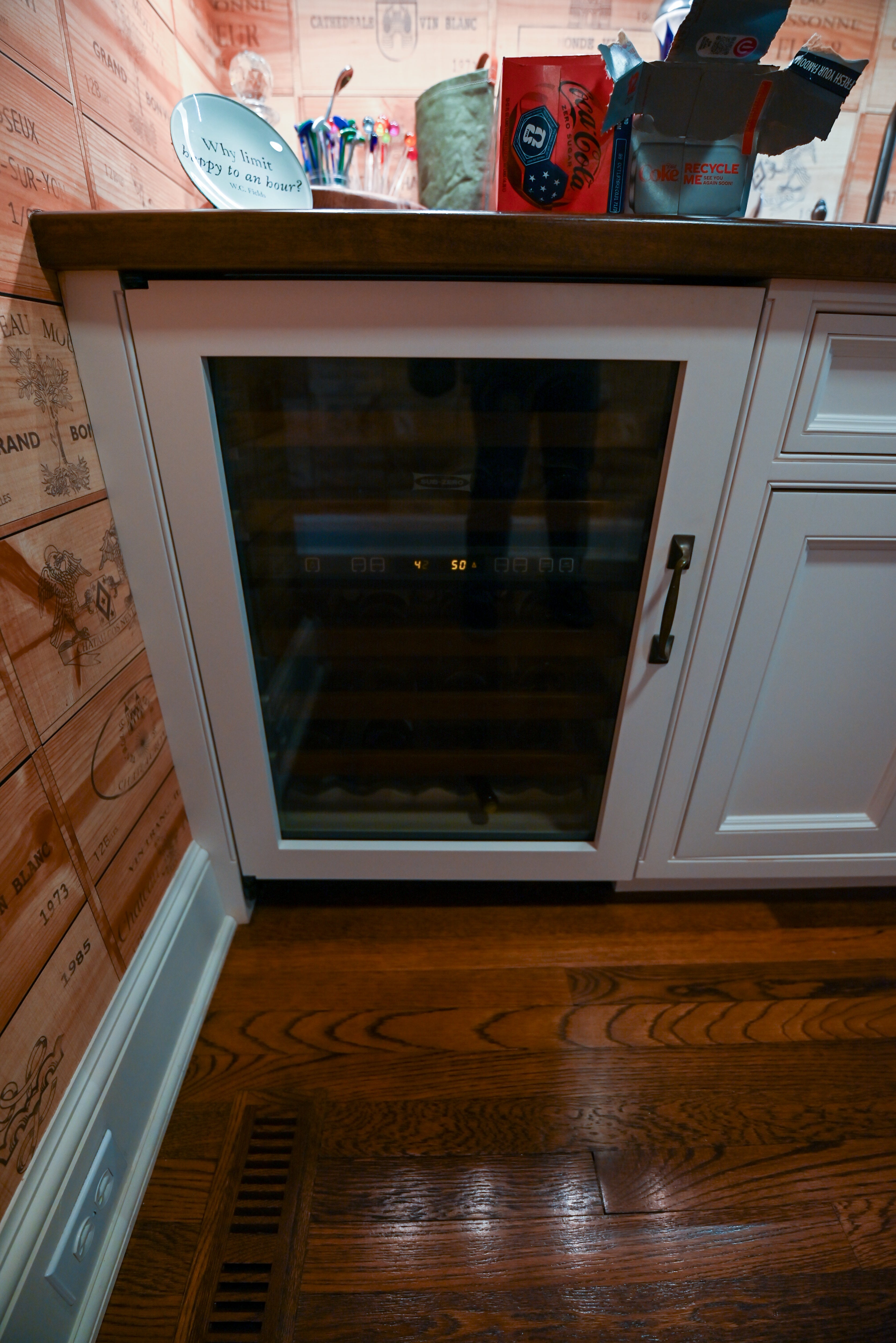 "The Montclair" Transitional White Wet Bar with Sub-Zero Refrigerator & Wine Cooler