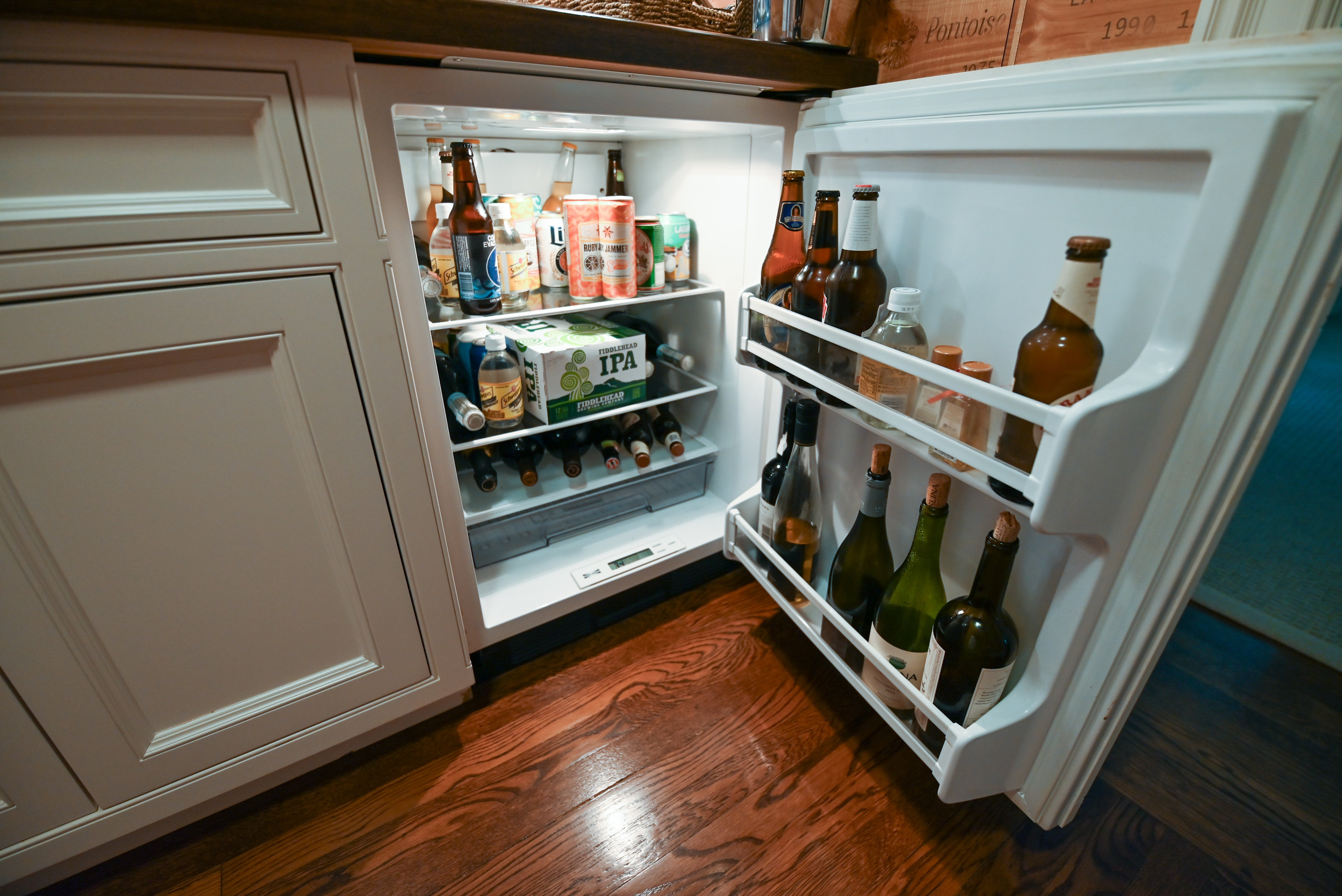 "The Montclair" Transitional White Wet Bar with Sub-Zero Refrigerator & Wine Cooler