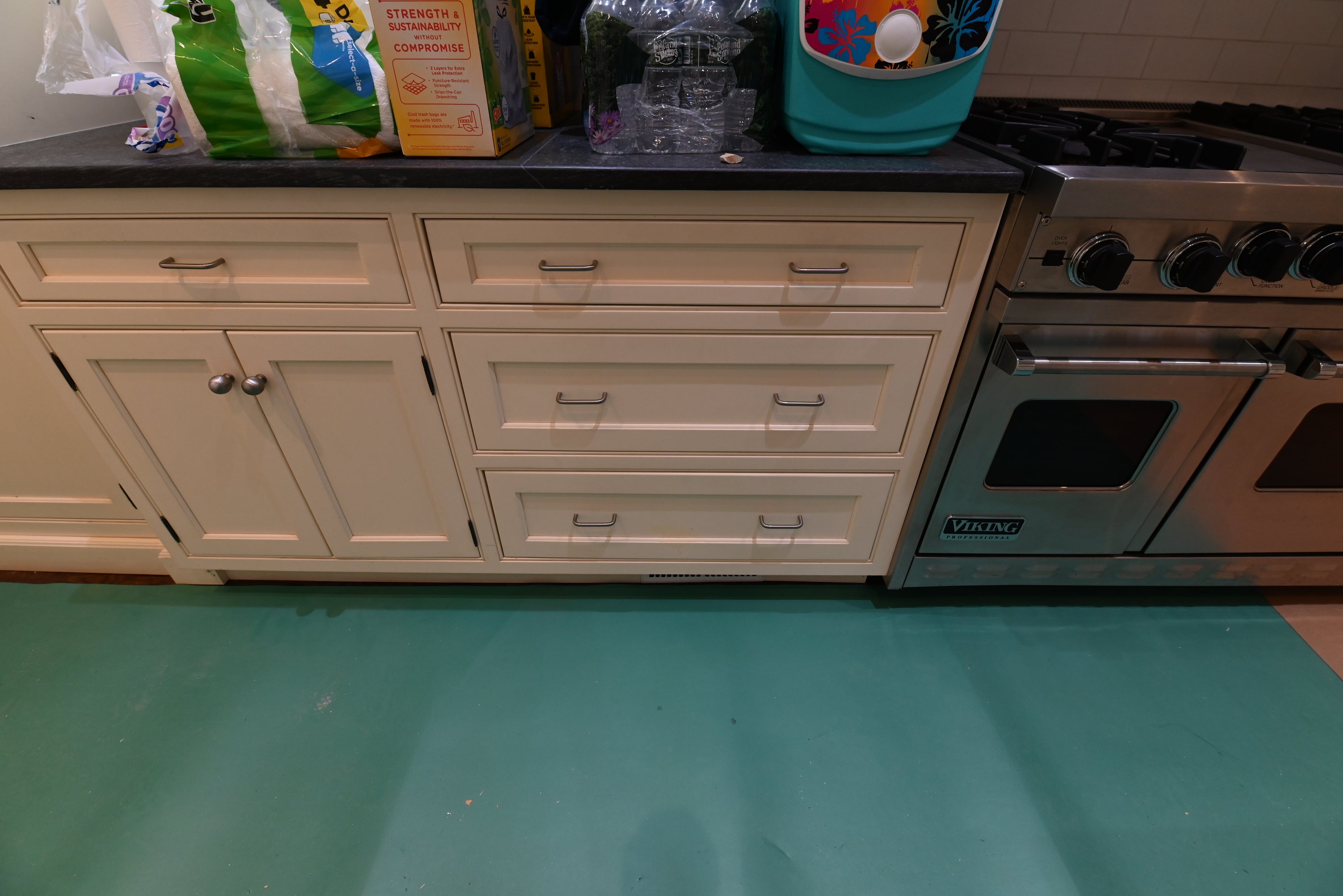 Premier Trade Group Light Cream Transitional Kitchen with Island & Viking 48" Range