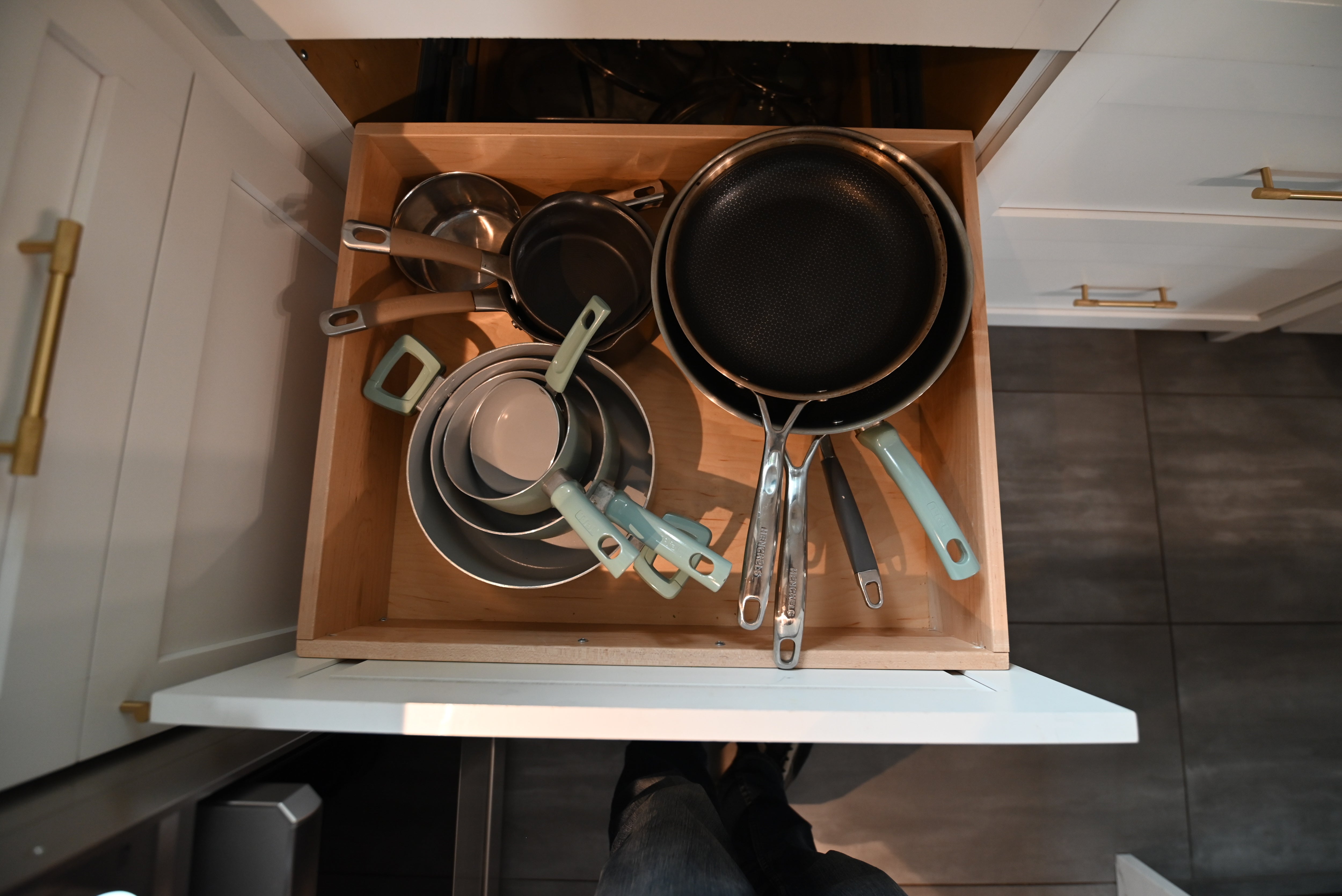 "The Lexington" Transitional White Kitchen with Black Island & Appliances