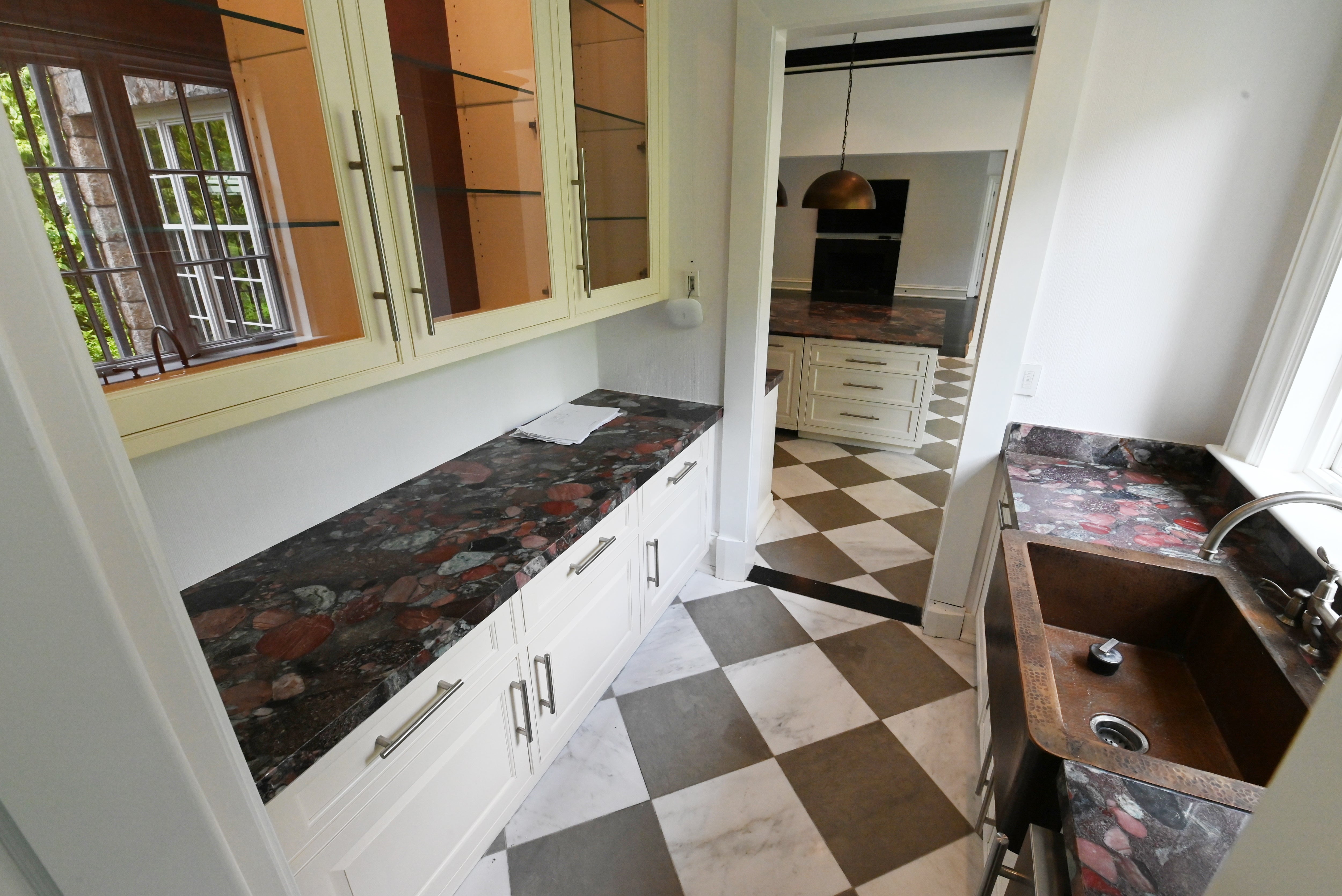 "The Dove" Transitional White Dove Prep Kitchen with Dishwasher & Ice Maker