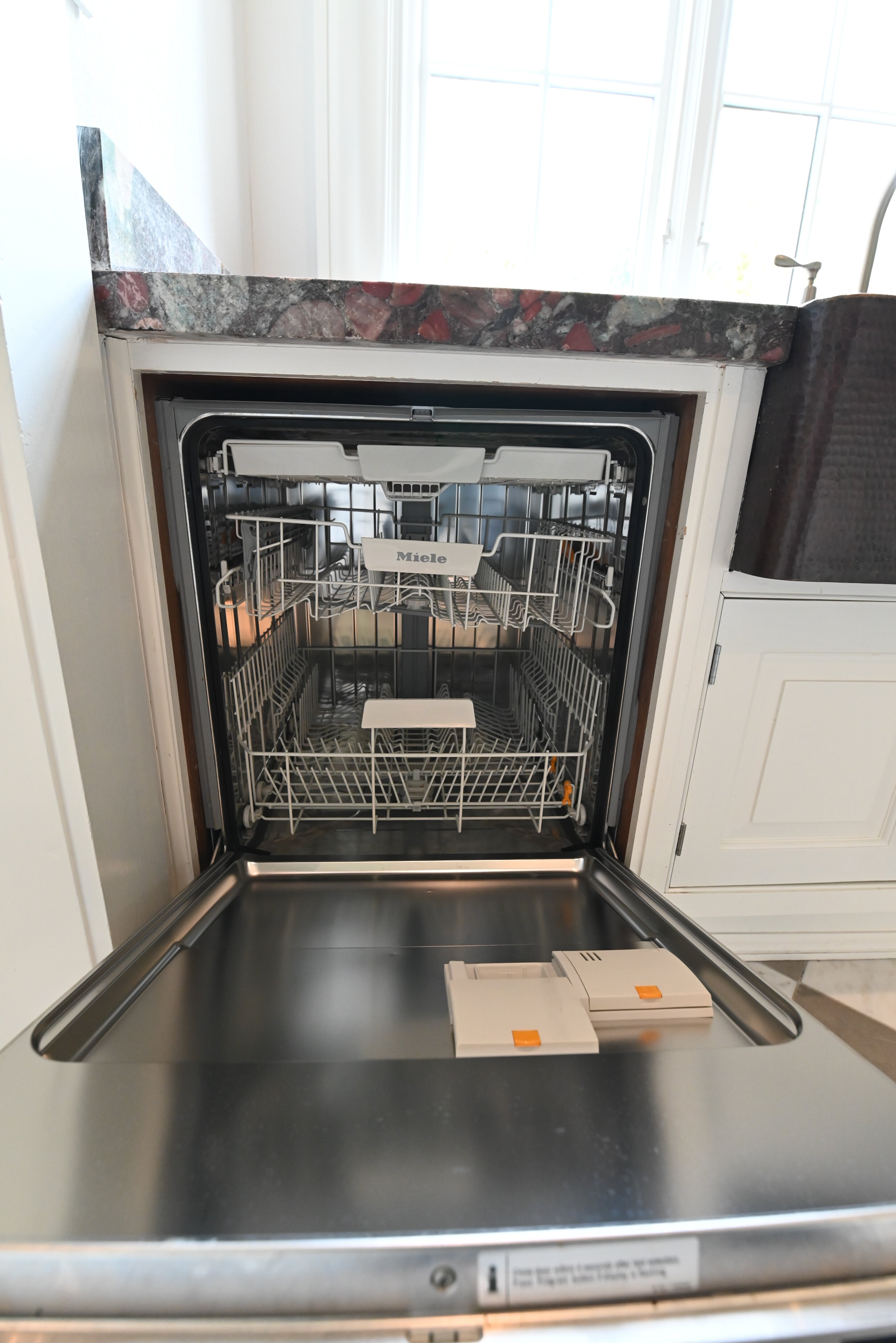 "The Dove" Transitional White Dove Prep Kitchen with Dishwasher & Ice Maker