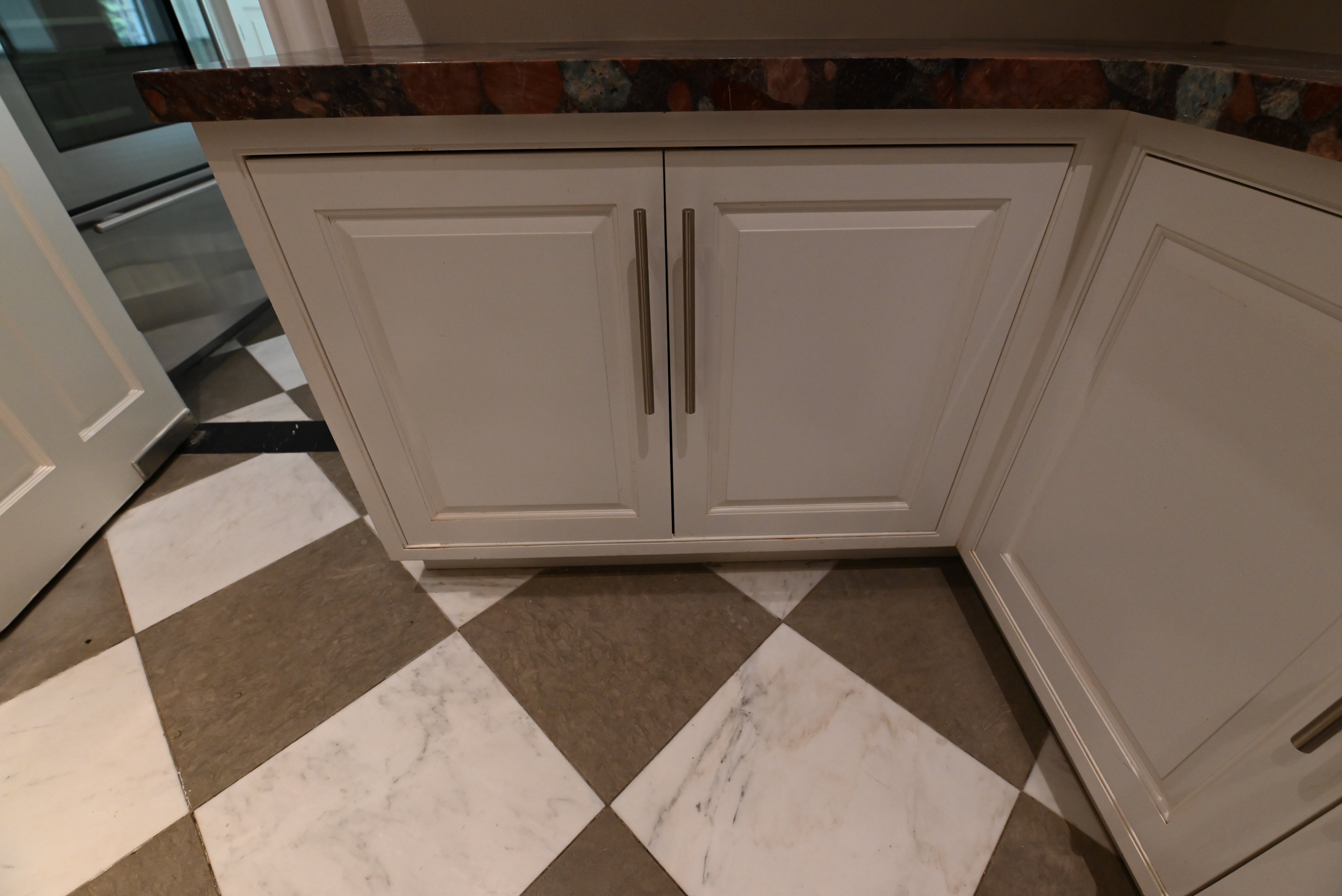 "The Dove" Transitional White Dove Pantry Cabinets