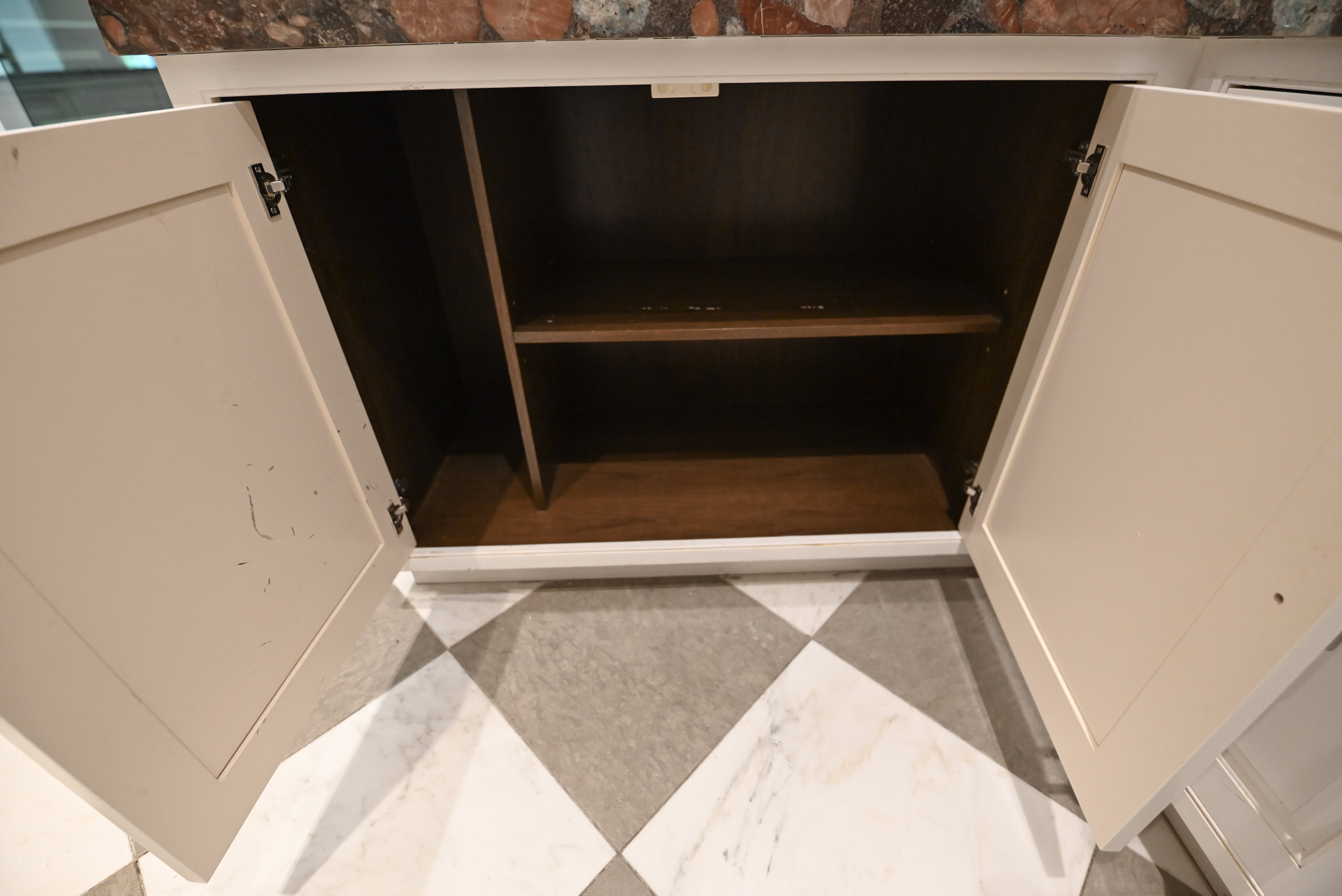 "The Dove" Transitional White Dove Pantry Cabinets
