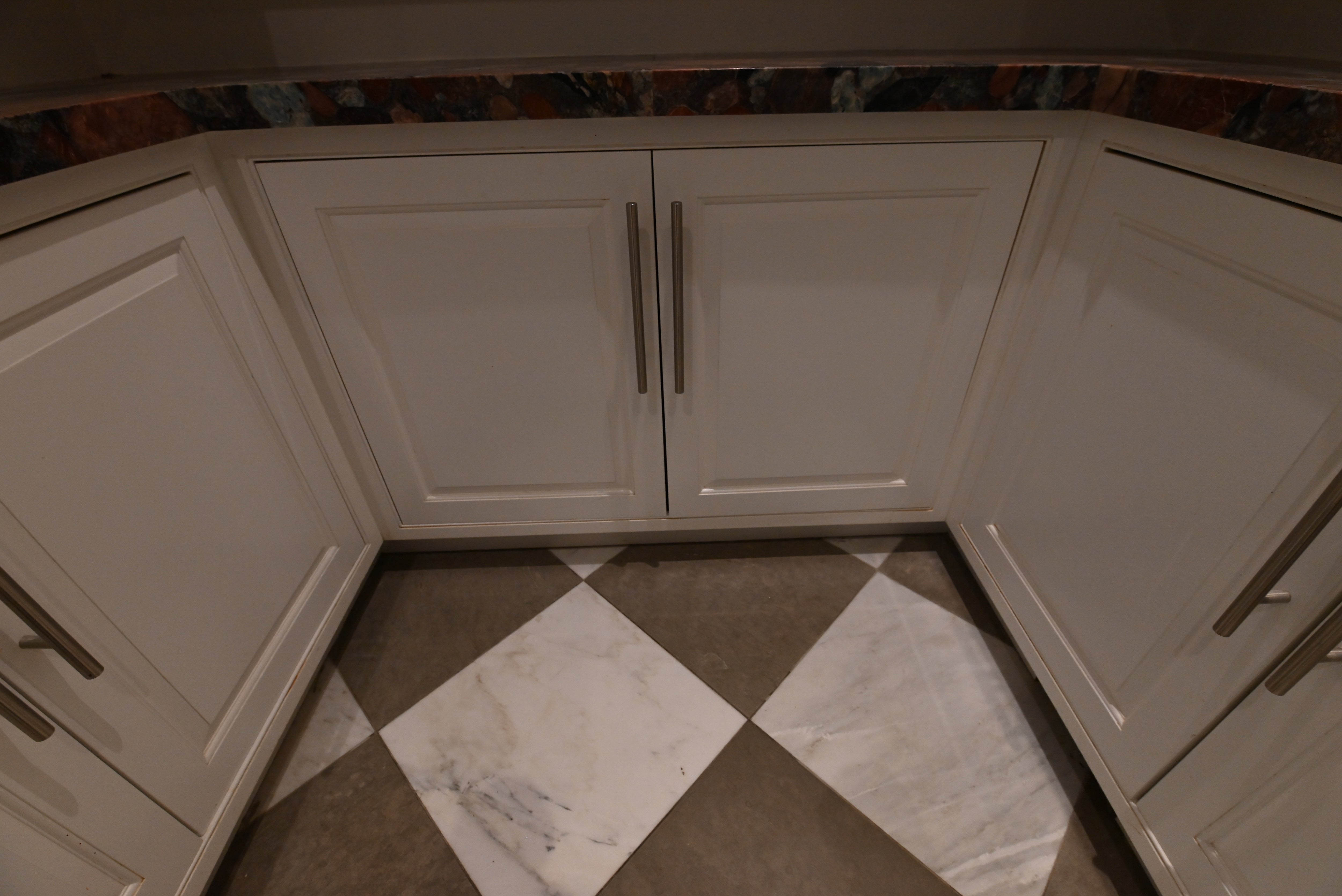 "The Dove" Transitional White Dove Pantry Cabinets