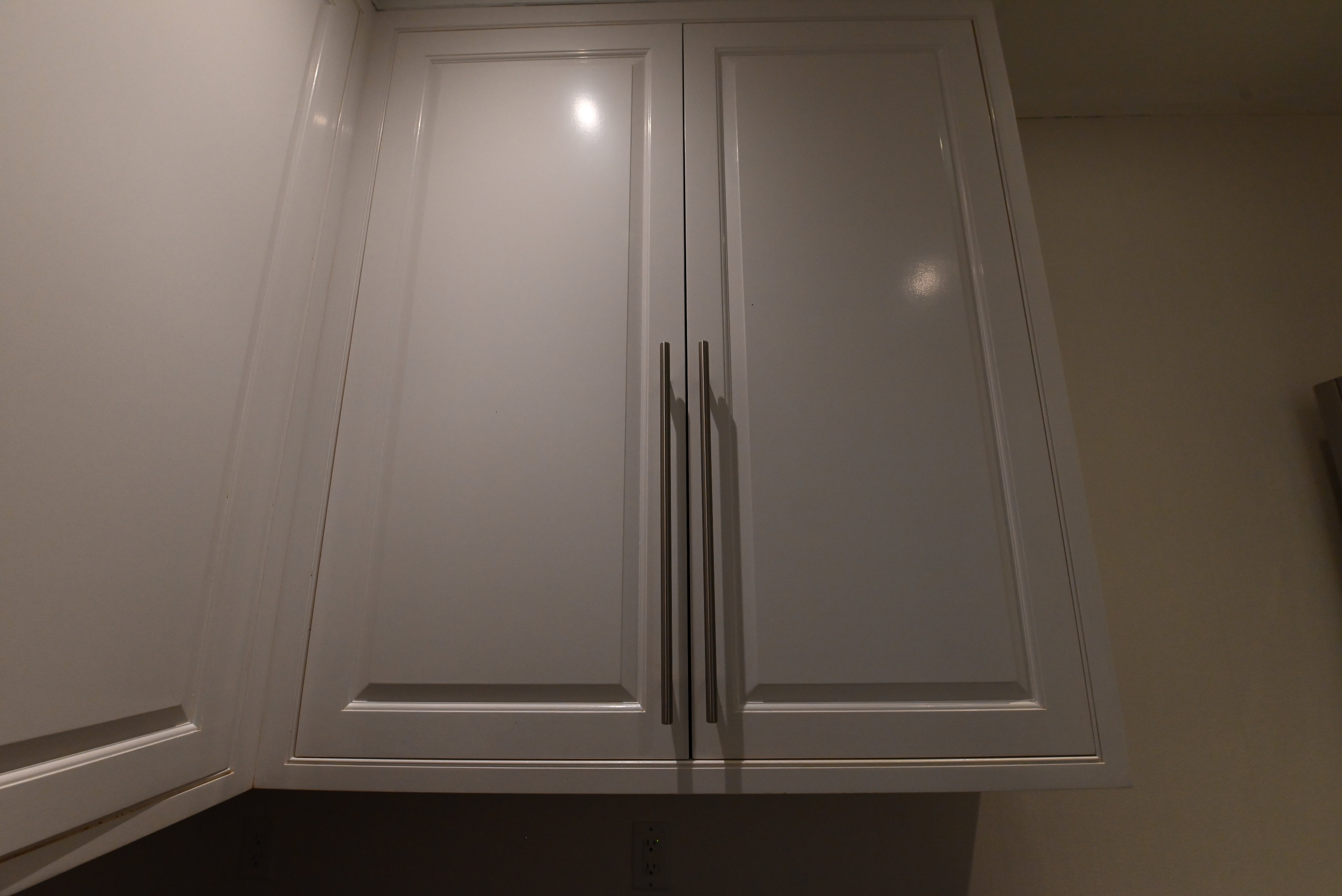 "The Dove" Transitional White Dove Pantry Cabinets