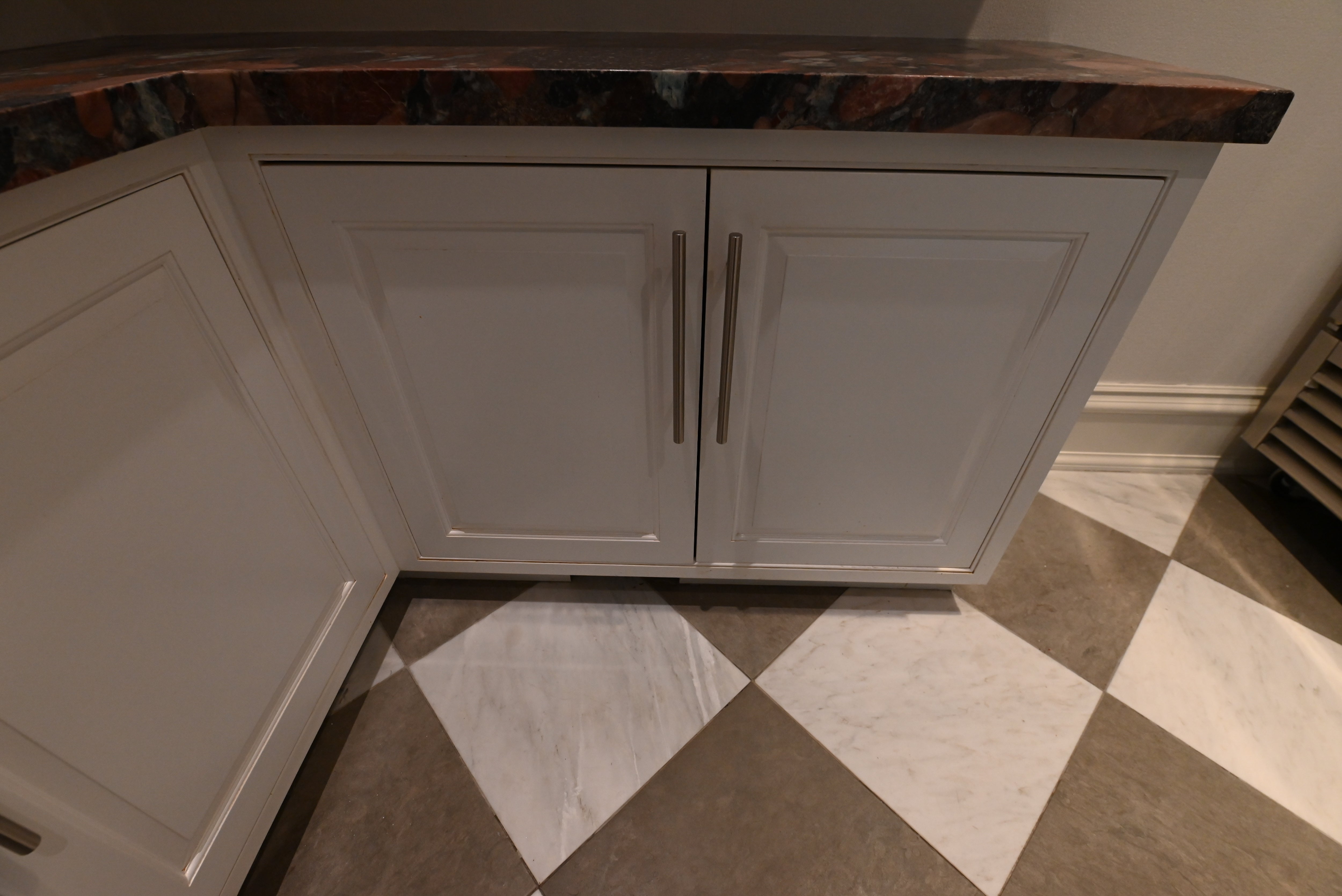 "The Dove" Transitional White Dove Pantry Cabinets