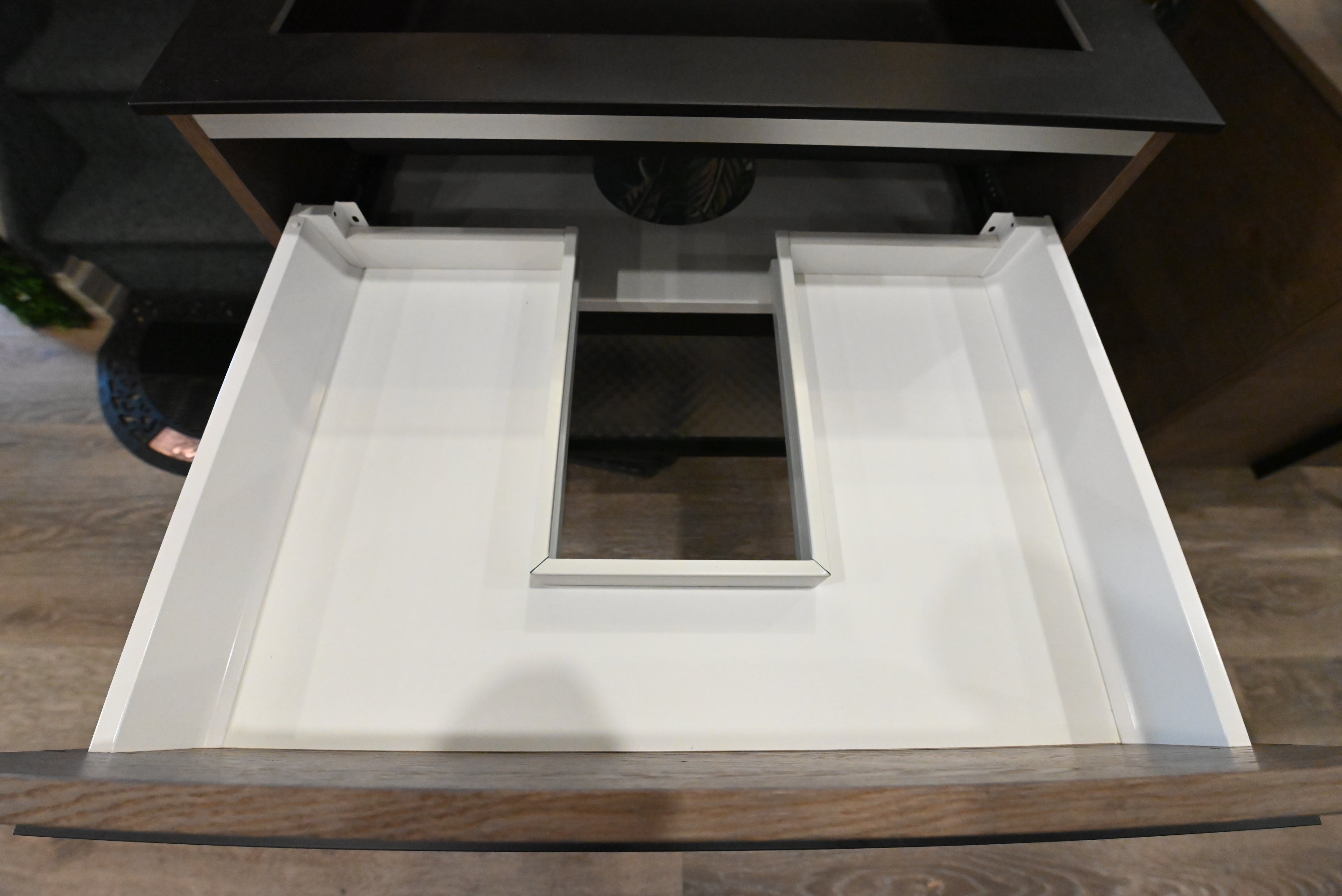 Birex 30" Modern Wood Veneer Floating Vanity with Black Integrated Sink Top