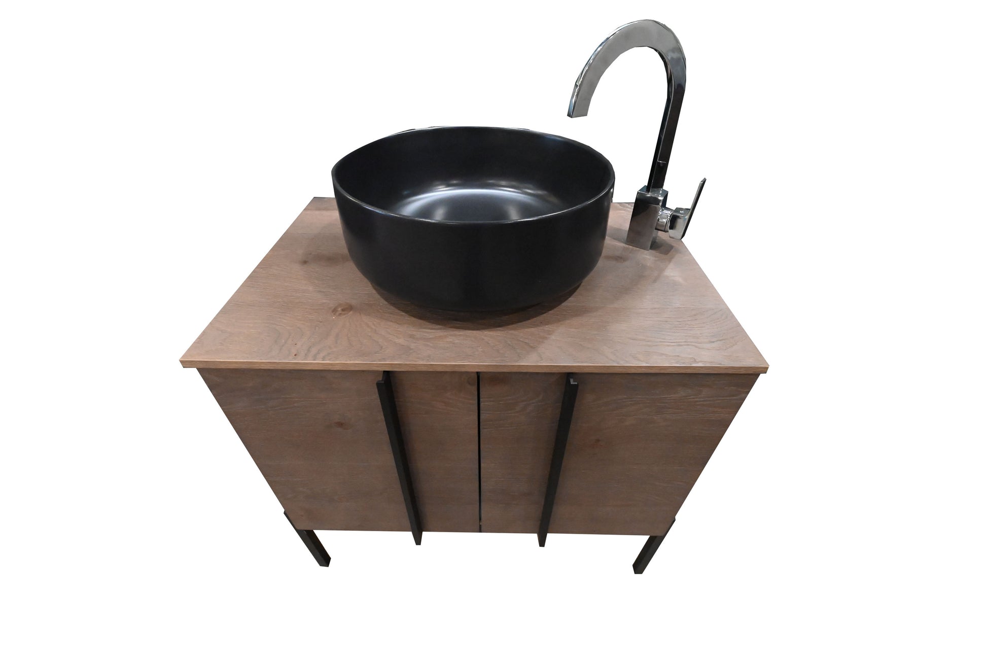 Birex 30" Modern Wall Mount Vanity with Black Top Mount Vessel Sink and Faucet