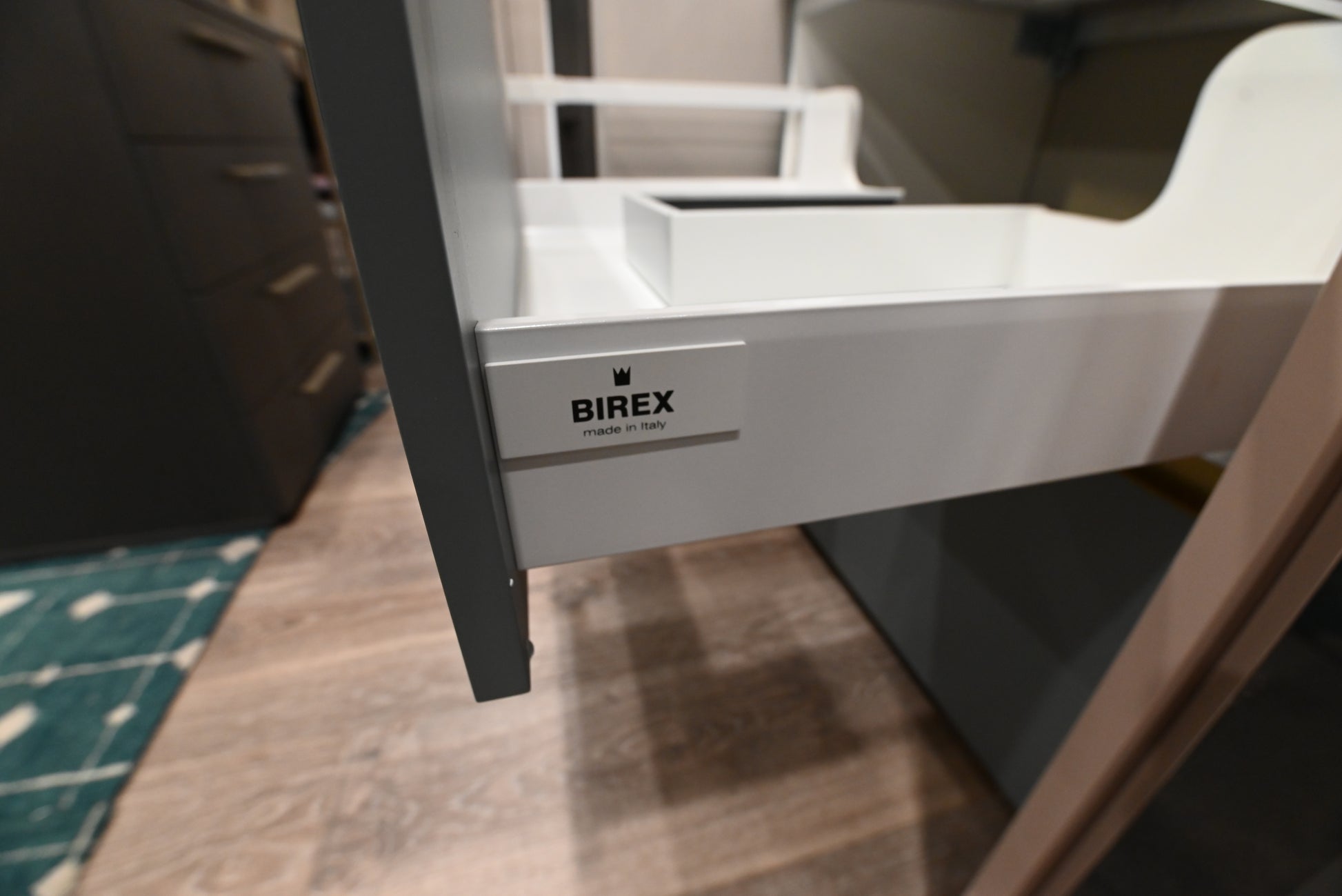 Birex 30" Modern Matte Lacquered Vanity with White Integrated Sink Top and Glass Wardrobe