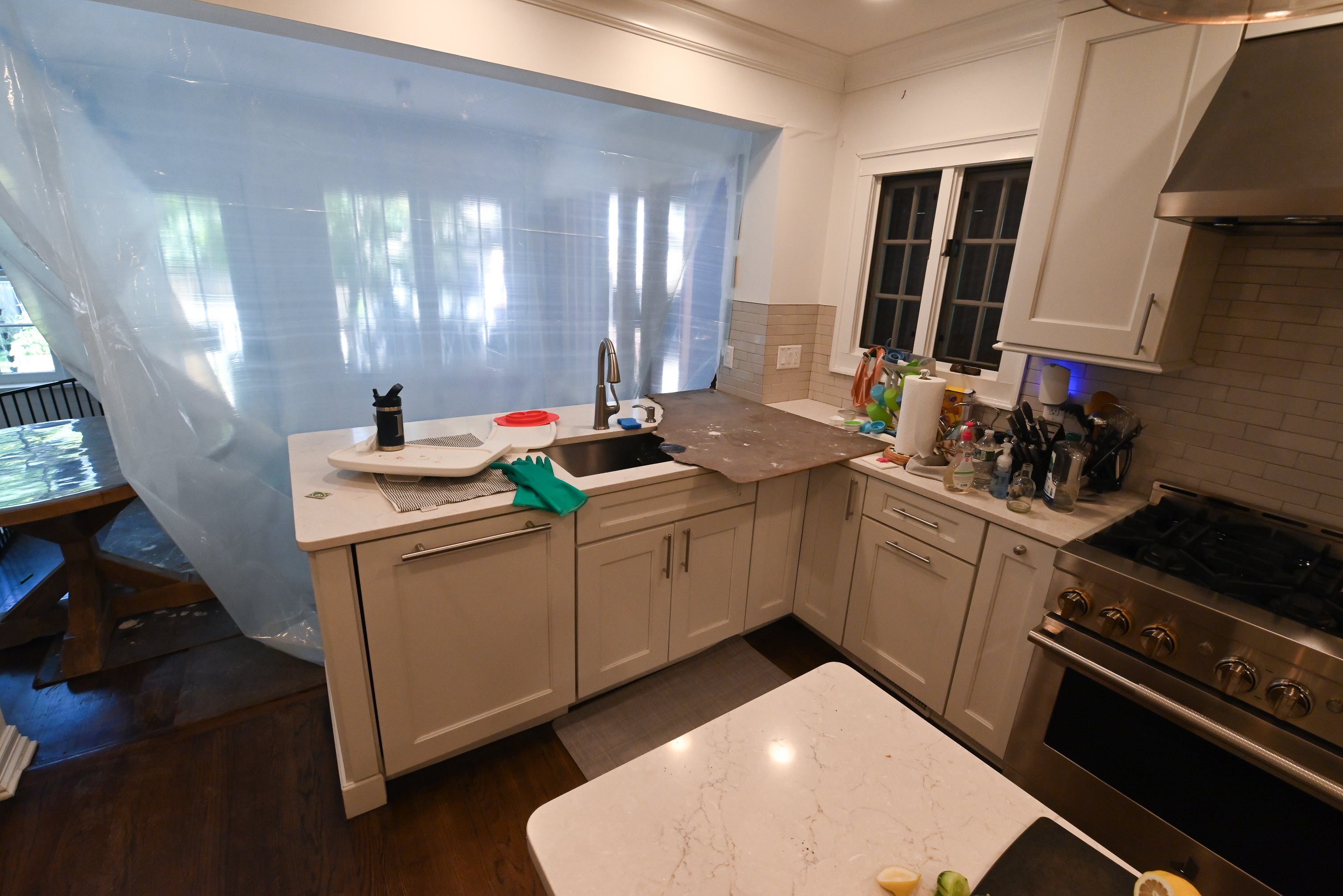 Wellborn Transitional White Kitchen with JennAir Appliances