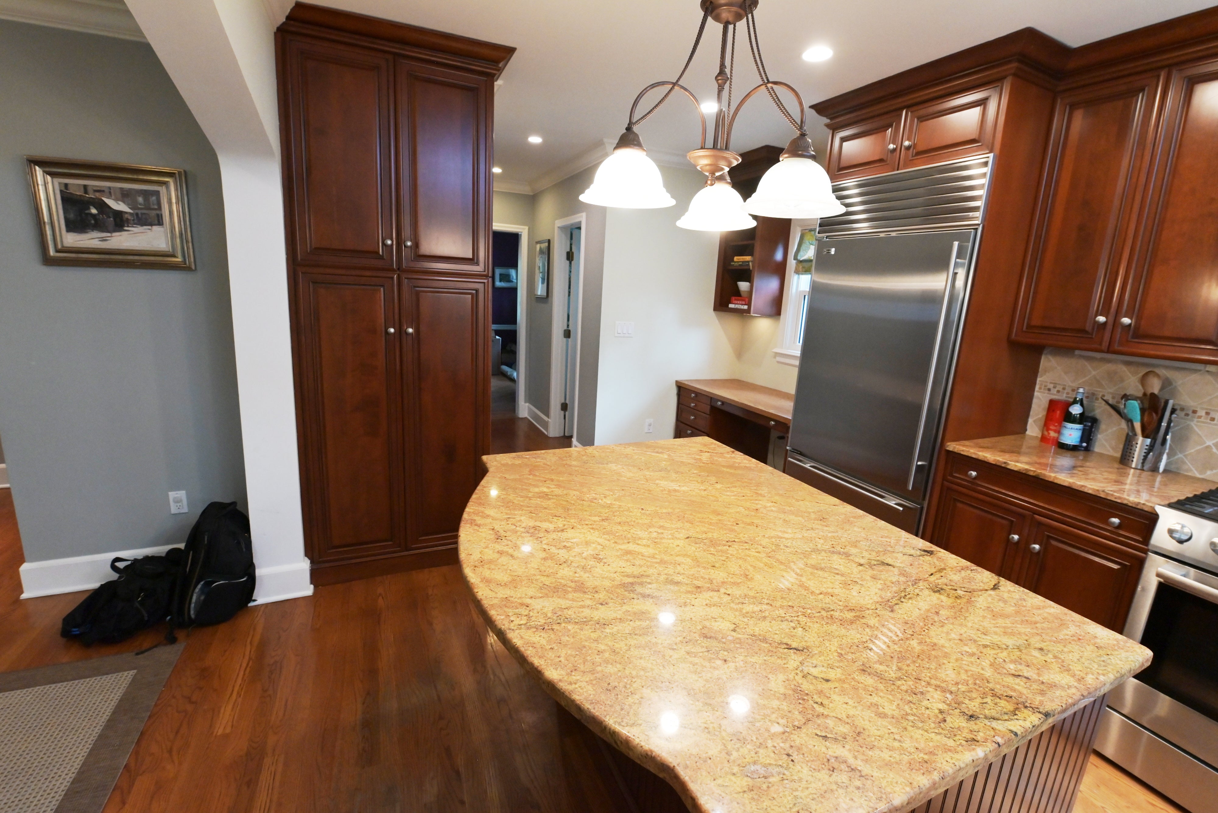 Brookhaven Traditional Wooden Kitchen with Island & Sub-Zero Refrigerator