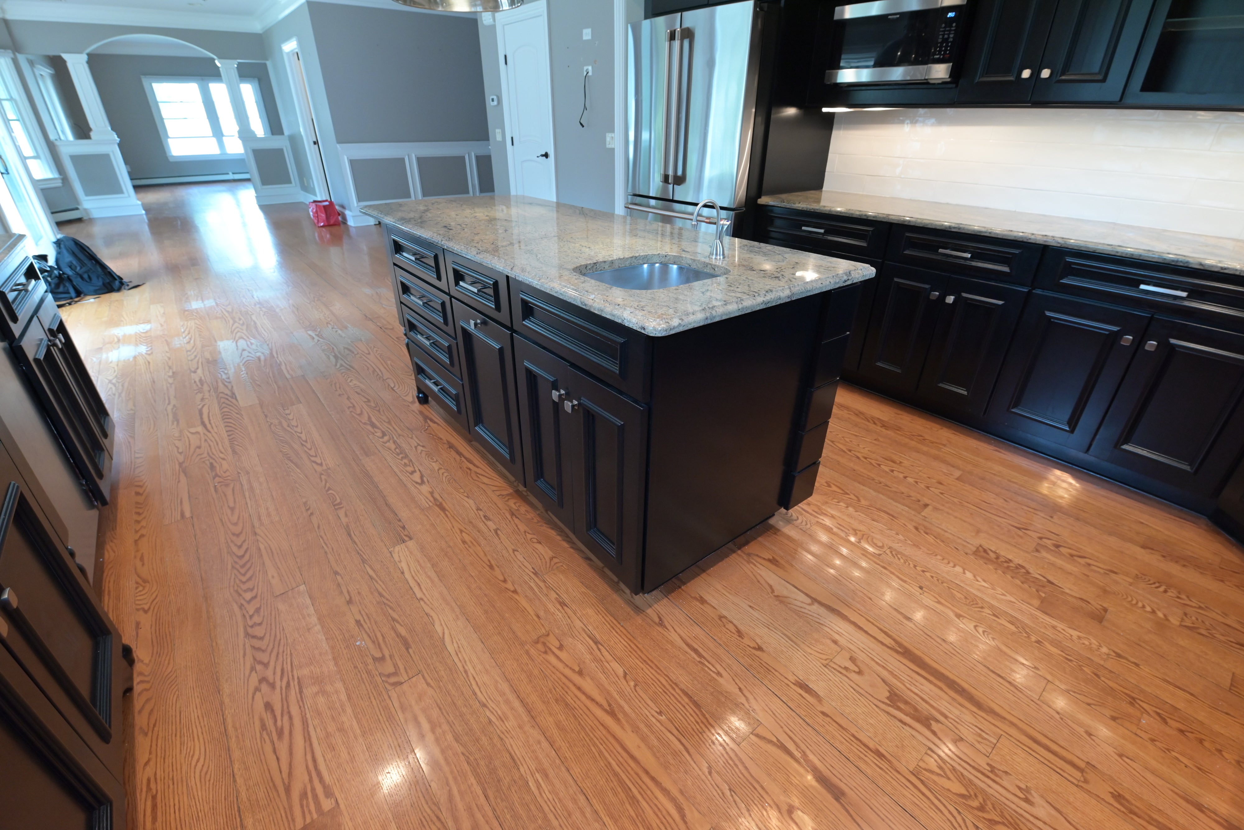 "The Onyx" Transitional Jet Black Kitchen with Island & Appliances