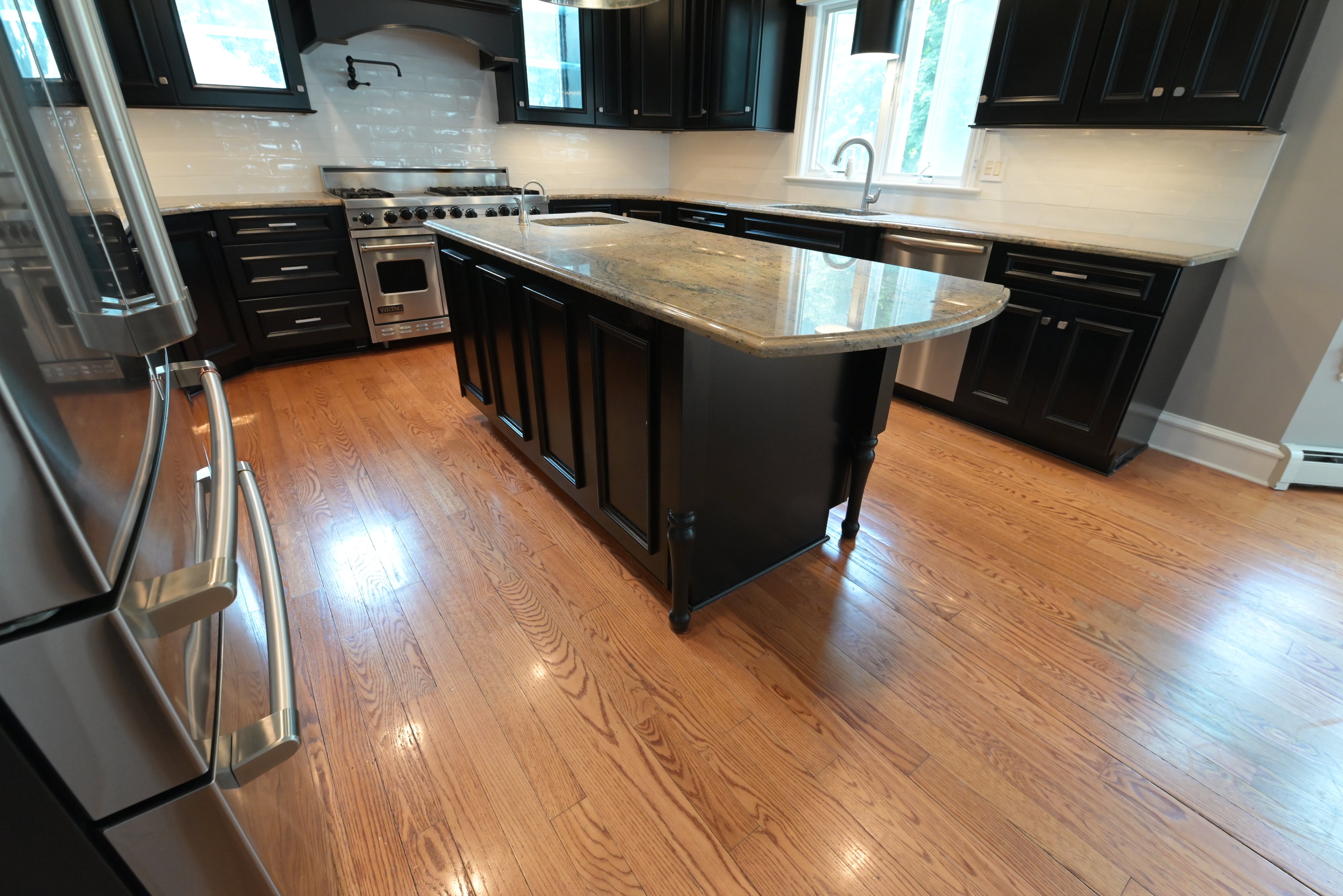 "The Onyx" Transitional Jet Black Kitchen with Island & Appliances