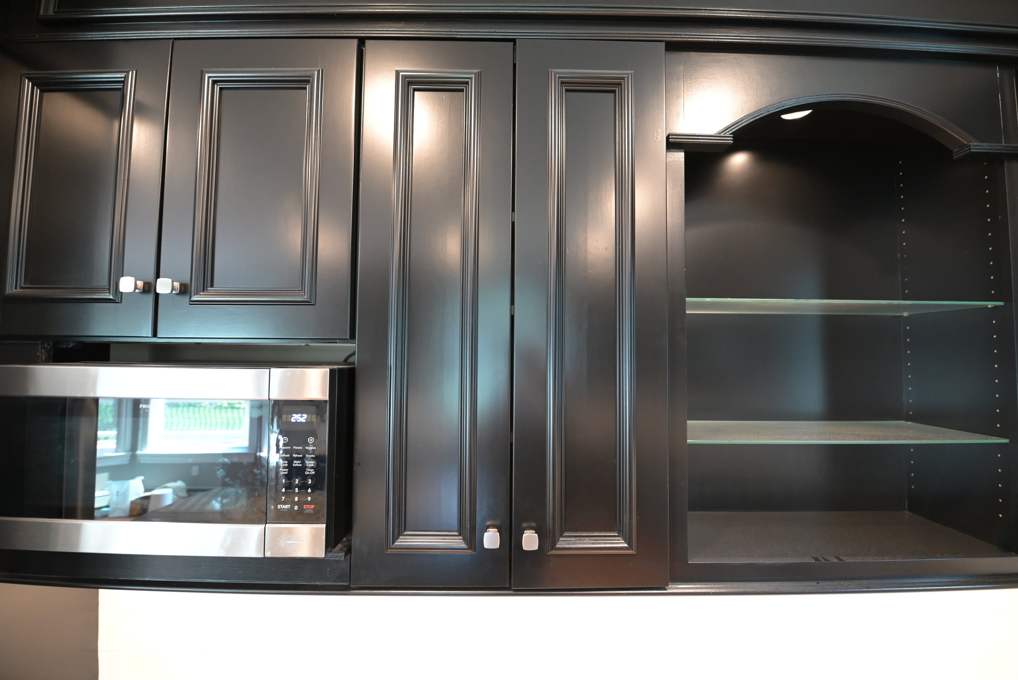 "The Onyx" Transitional Jet Black Kitchen with Island & Appliances