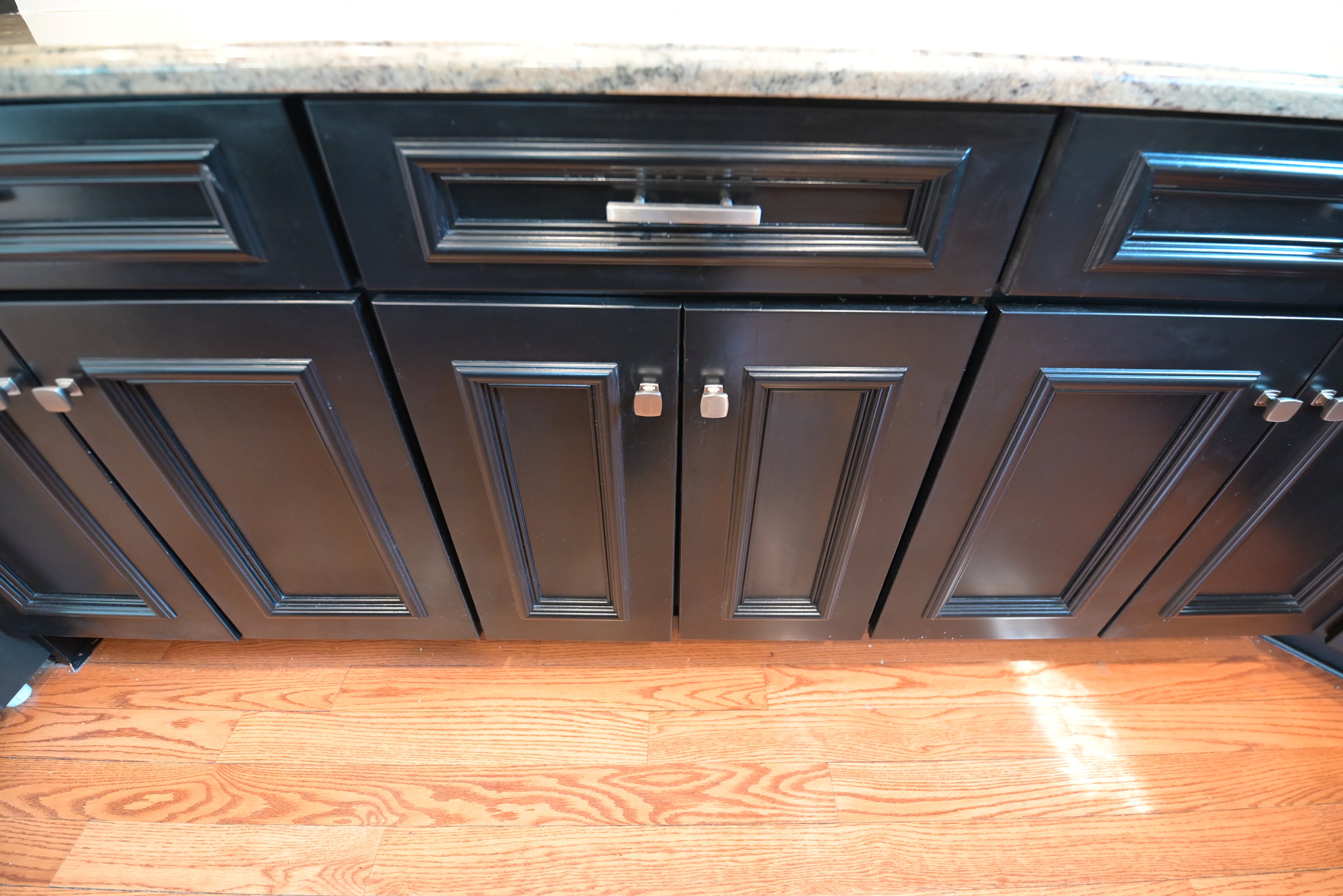 "The Onyx" Transitional Jet Black Kitchen with Island & Appliances