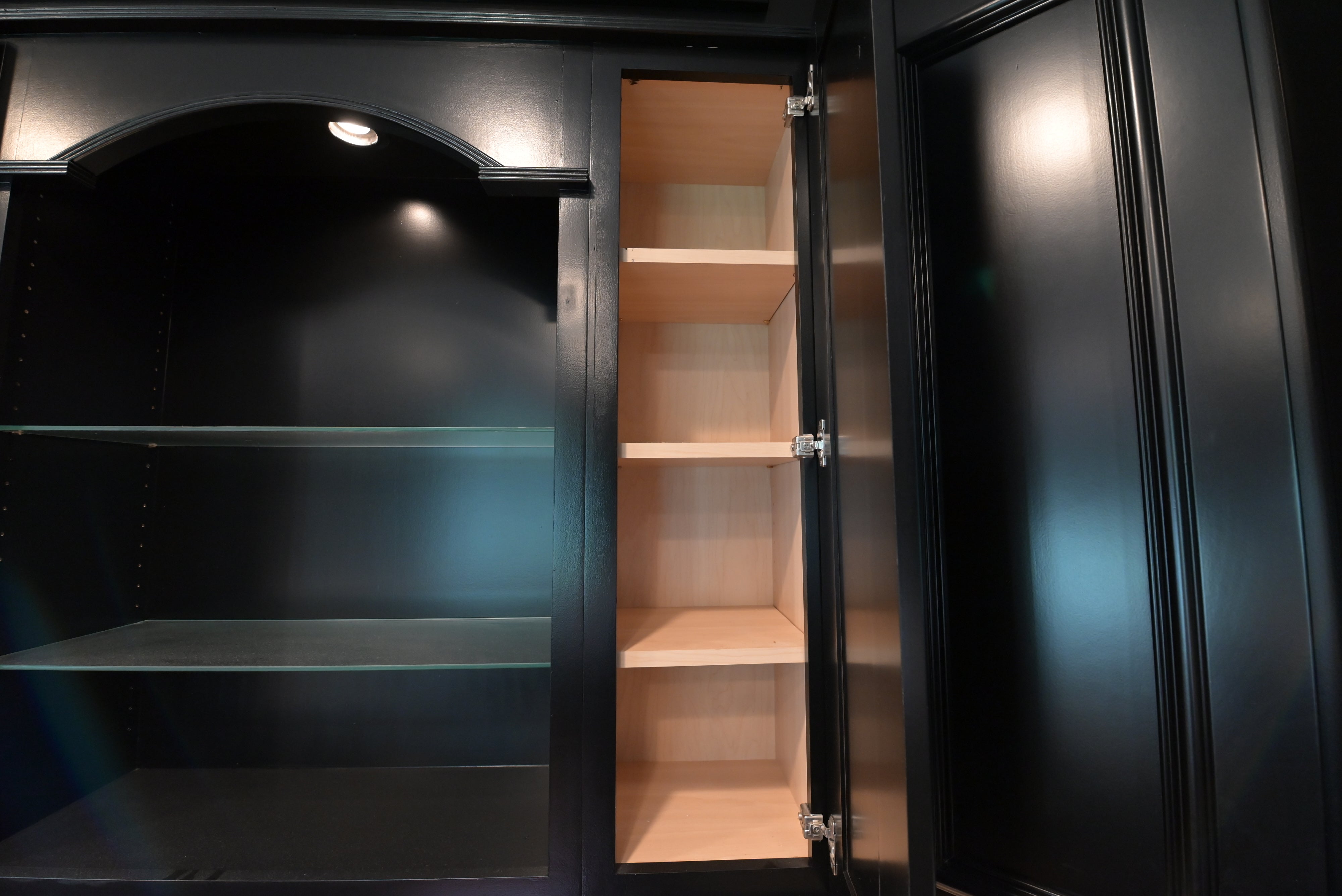 "The Onyx" Transitional Jet Black Kitchen with Island & Appliances