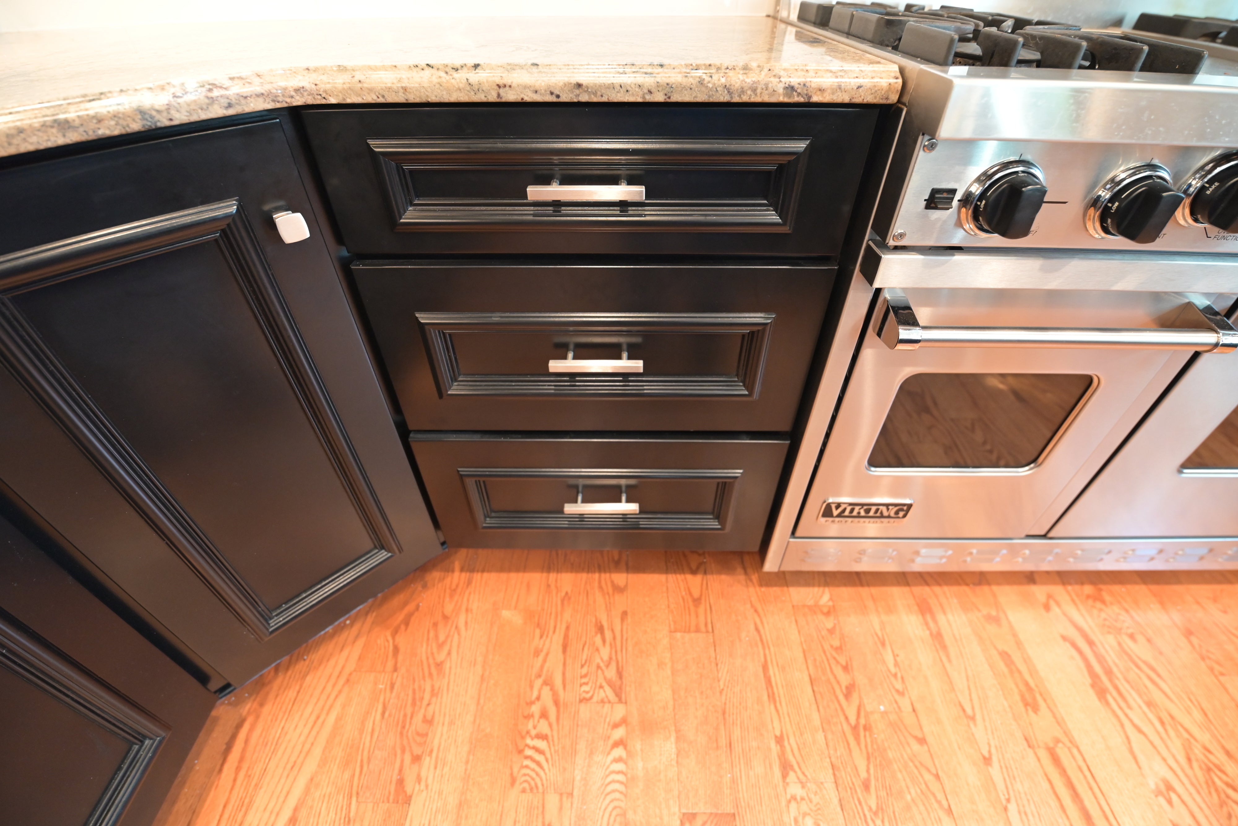 "The Onyx" Transitional Jet Black Kitchen with Island & Appliances