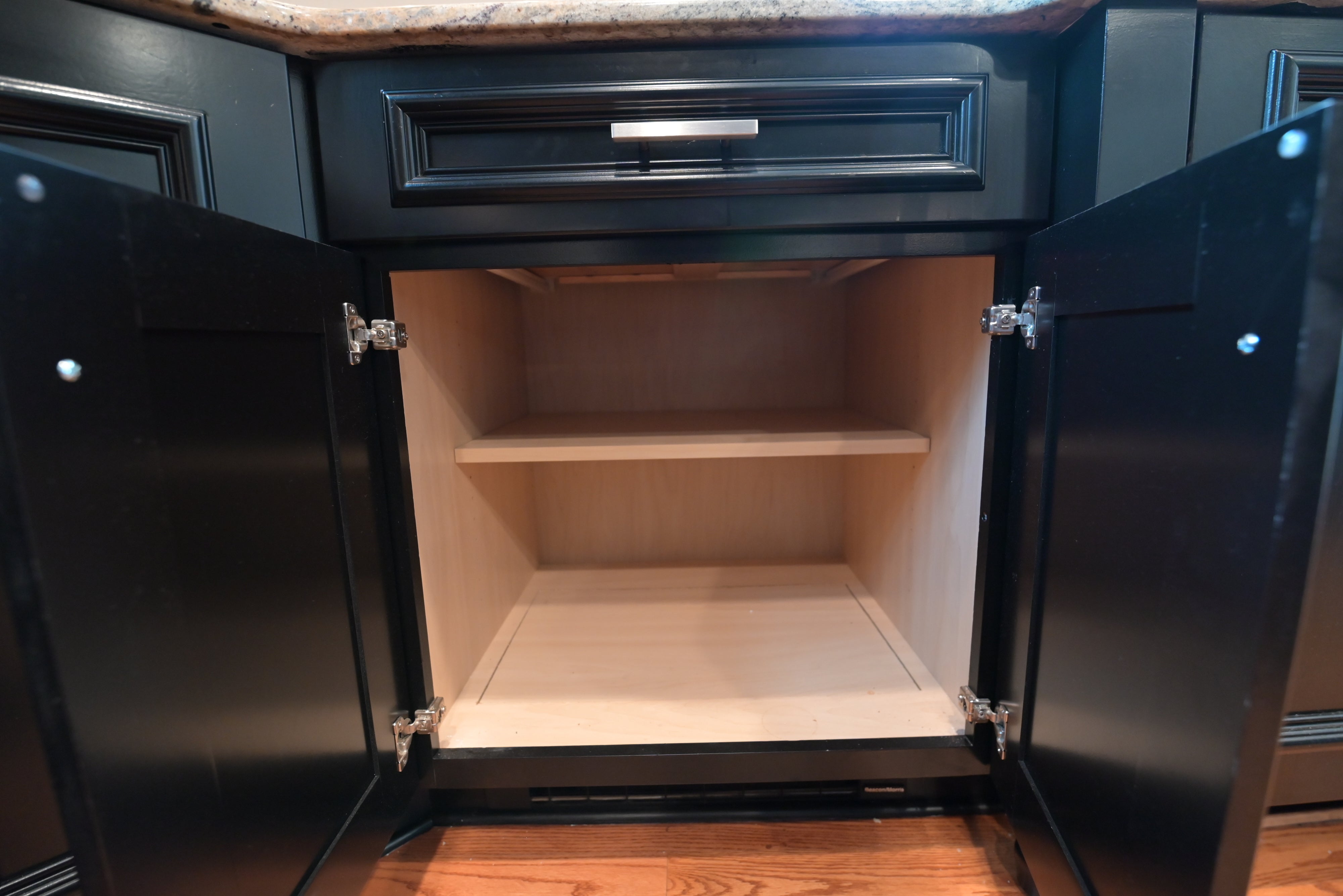 "The Onyx" Transitional Jet Black Kitchen with Island & Appliances